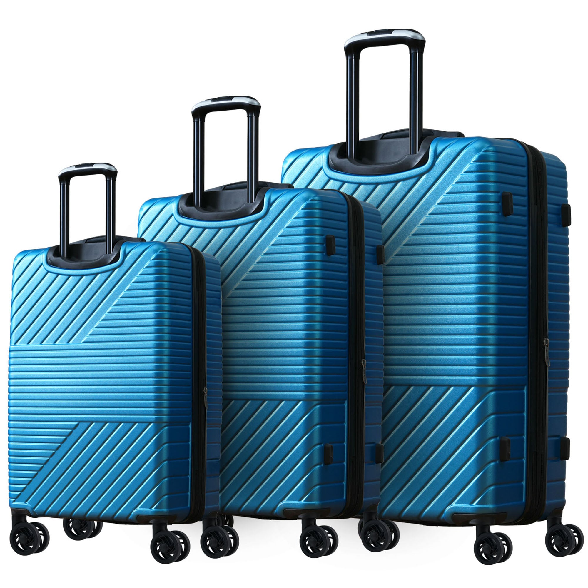 Bybafun YD9500062 18.9"12.2"29.9" Blue Plastic Hardshell Suitcase set 3 -Bag