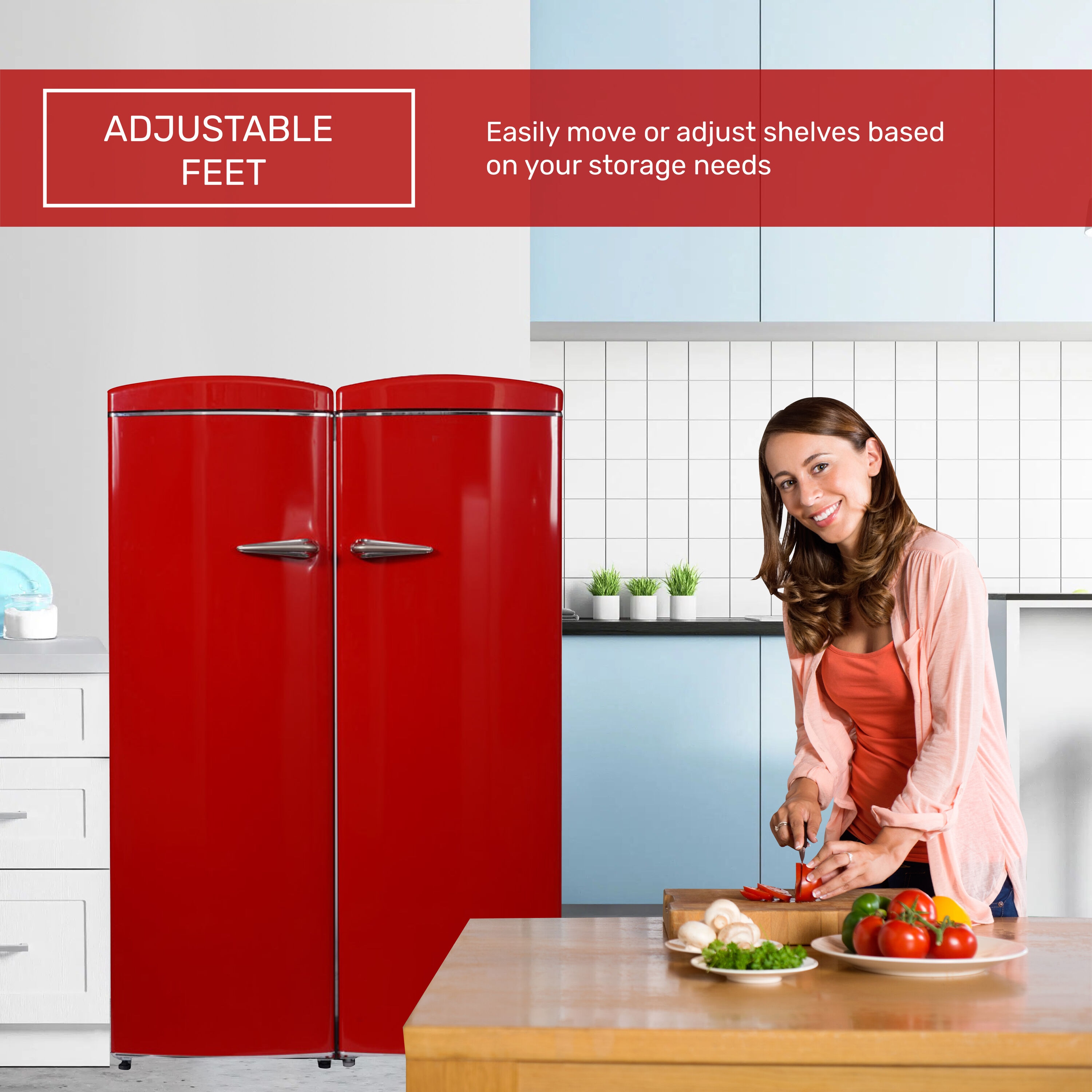  Conserv 10.7 cu. ft. Bottom Mount Retro Refrigerator with Wine  Rack (Red) : Home & Kitchen
