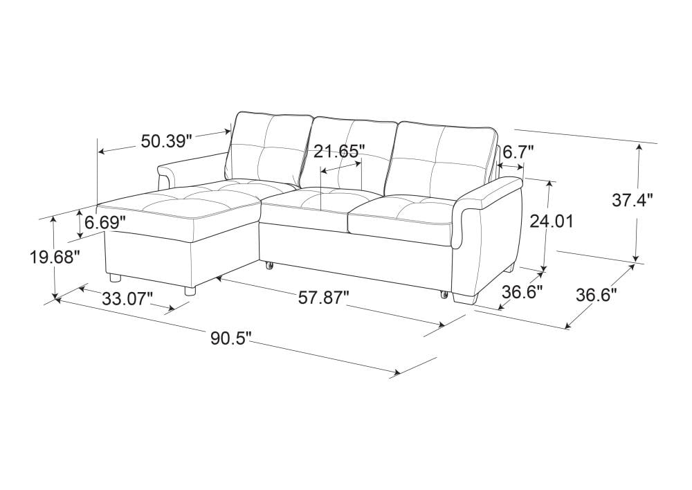 Serta 90.5-in Casual Ash Polyester/Blend 3-seater Sectional at Lowes.com