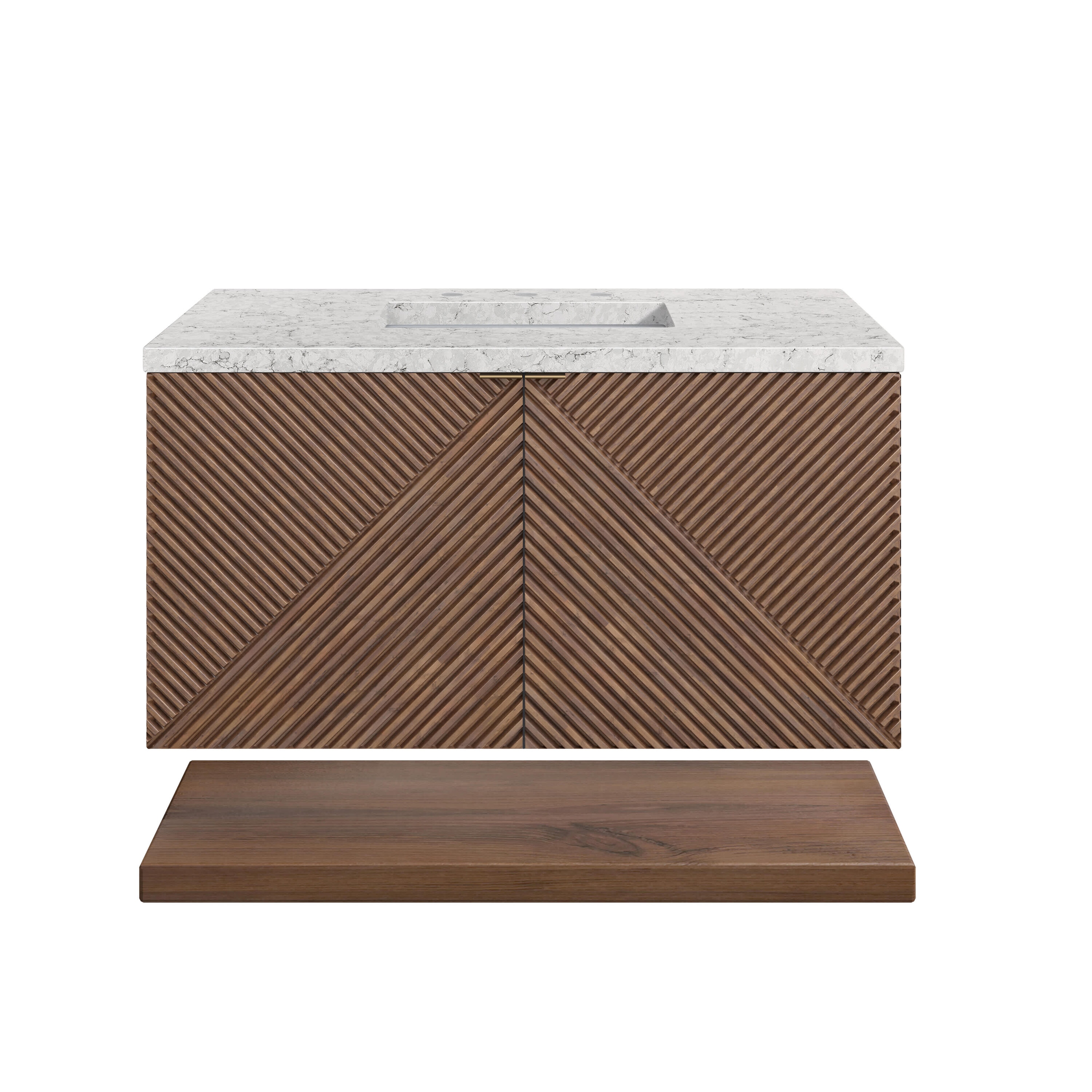 James Martin Vanities Marcello 36-in Chestnut Undermount Single Sink Bathroom Vanity with Eternal Jasmine Pearl Quartz Top
