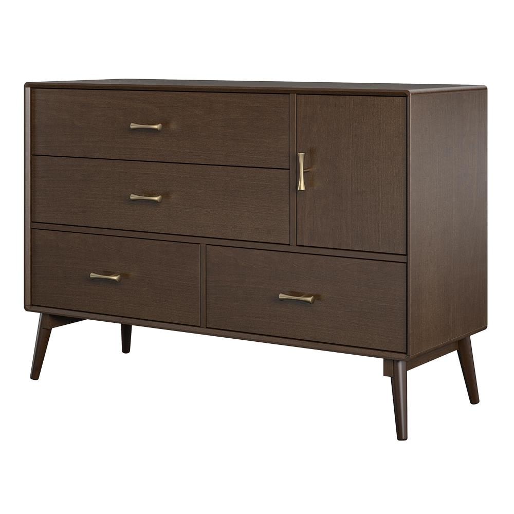 Ameriwood Home Novogratz Brittany Wide 4 Drawer Dresser Walnut in