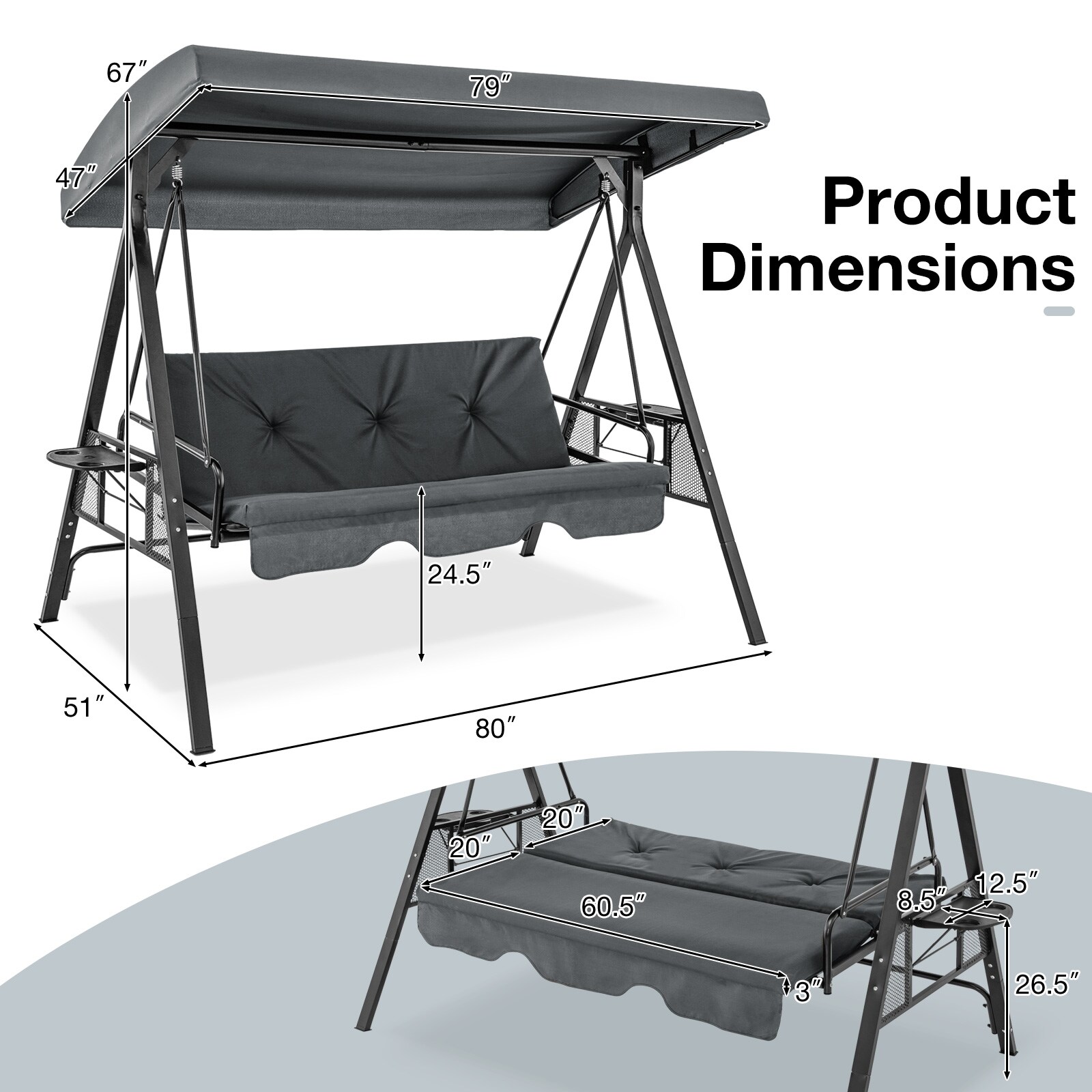 WELLFOR DOG3004BE Swing-Gliders - View #5