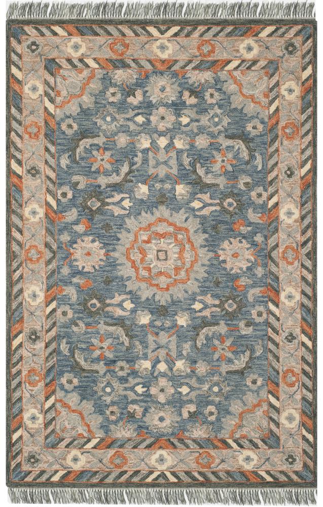 Handmade Tufted Wool Rectangular Rug in Blue, 5' x 8'