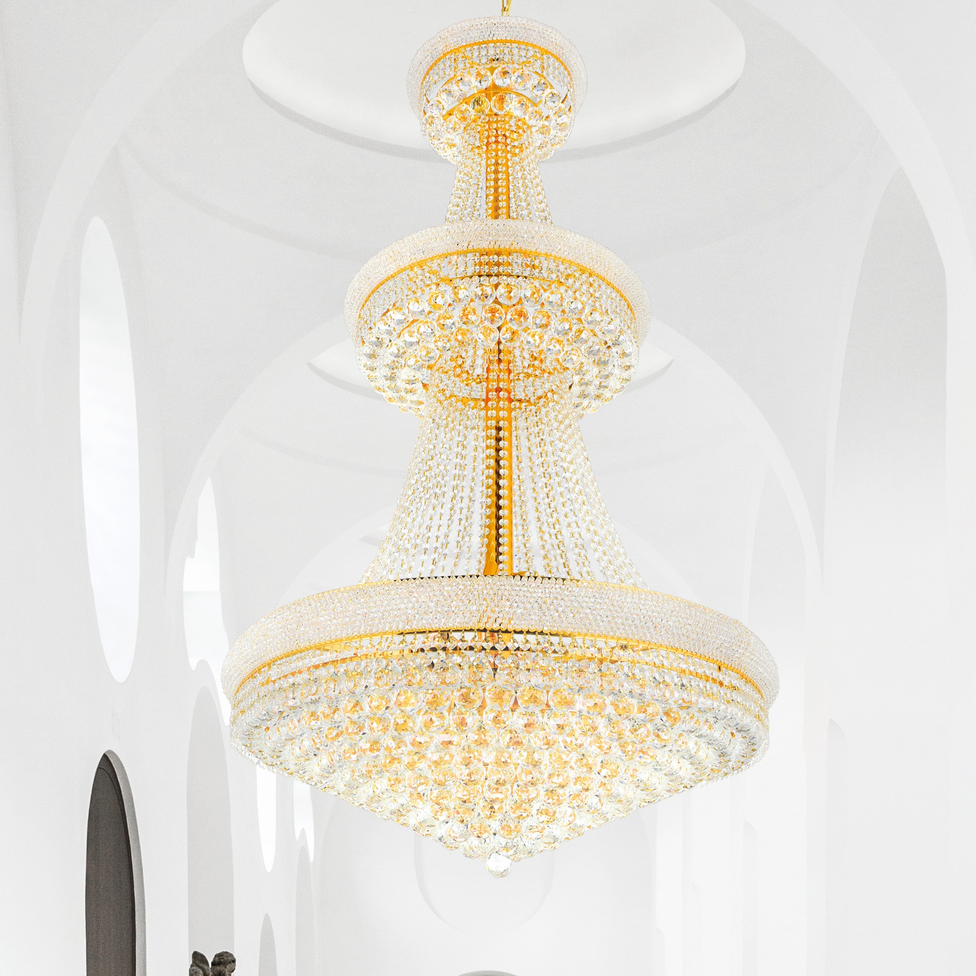CWI Lighting 8001P36G Empire 34 -Light Gold Traditional Crystal For Use in Bathrooms, Bedrooms, Dining Rooms, Foyers, Kitchens, Living Rooms Chandelier