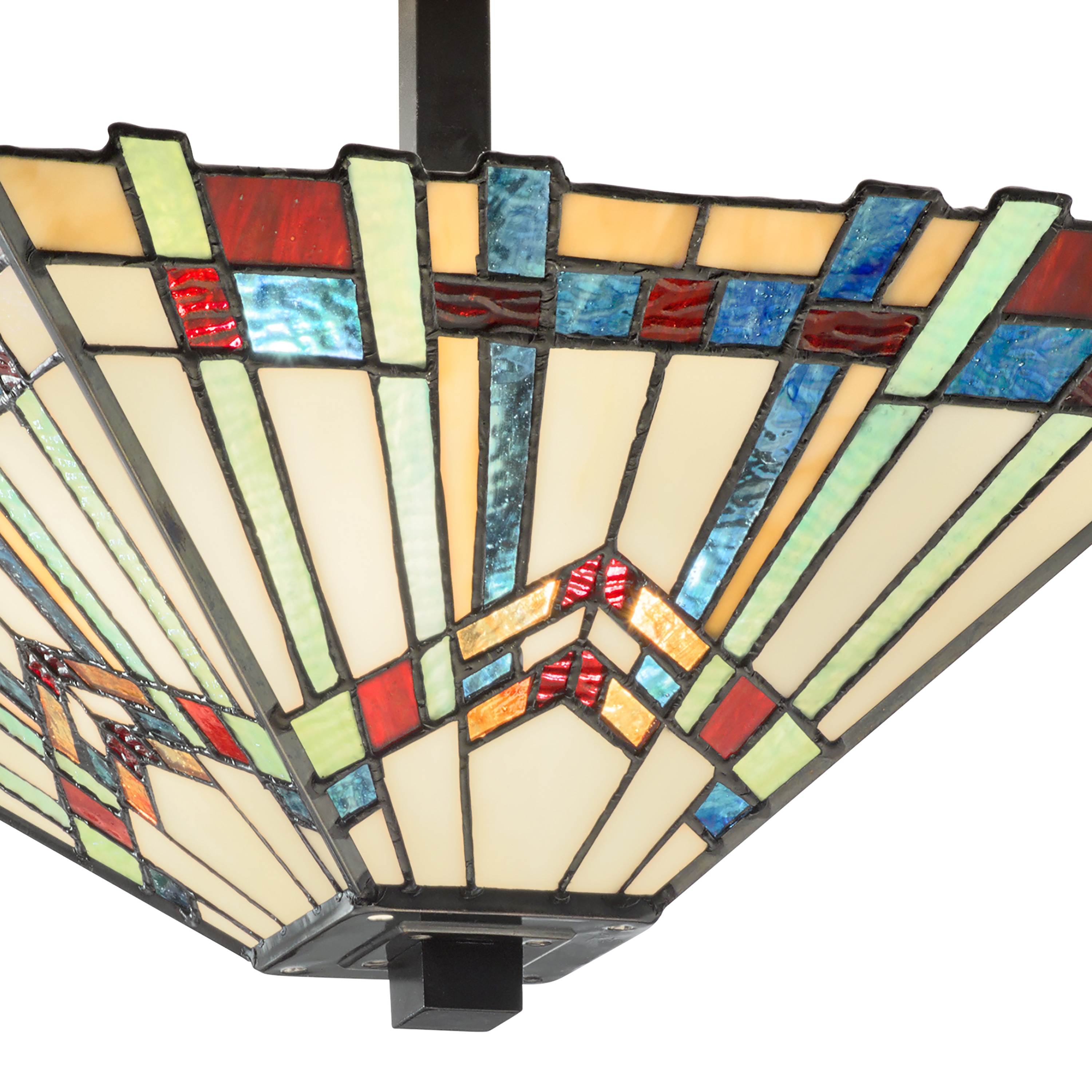 Mission-Inspired 18'' Tiffany Style Stained Glass Semi-Flush Mount in Oil-Rubbed Bronze