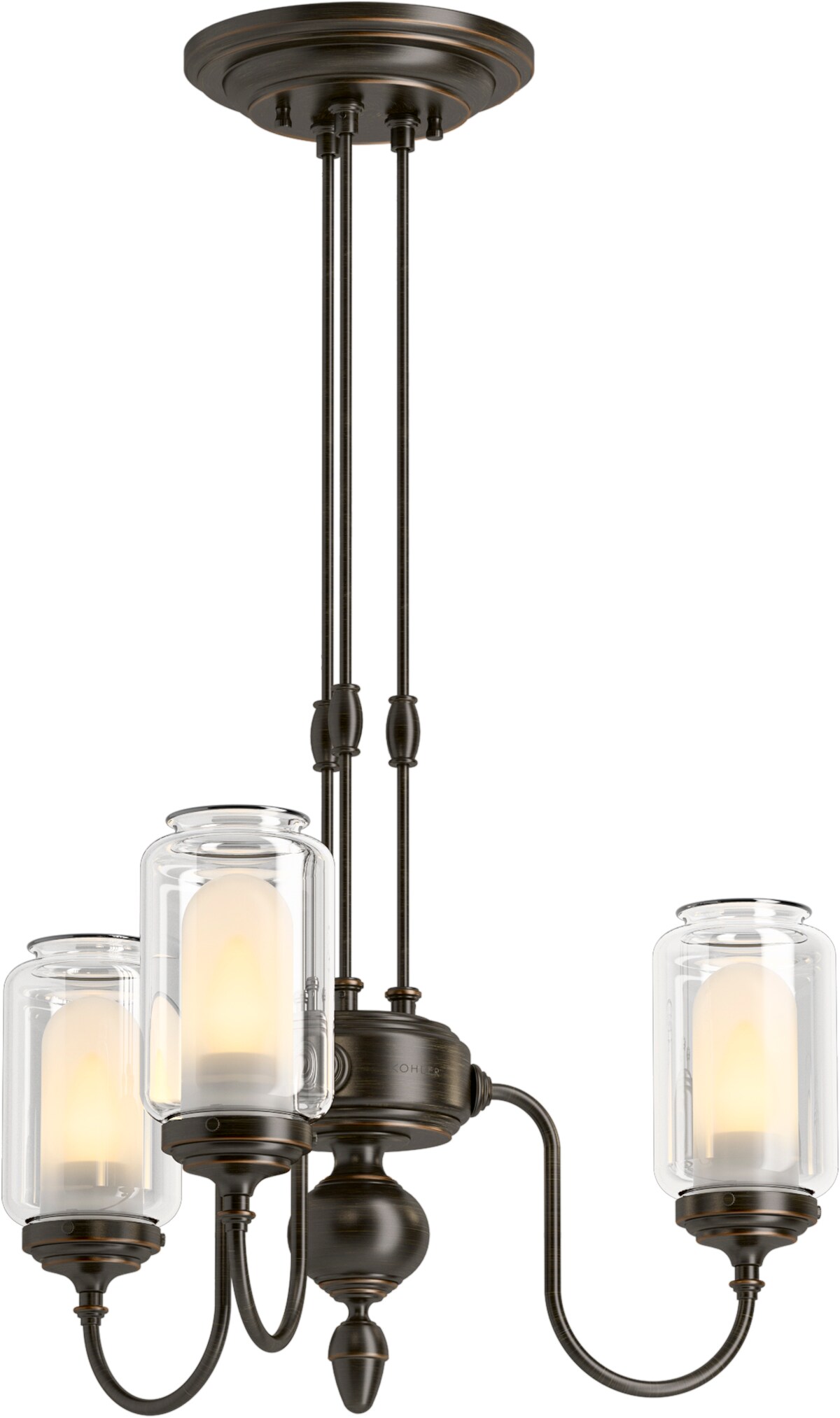 KOHLER 22657-CH03-BZL Artifacts 3 -Light Oil-rubbed Bronze Traditional For Use in Living Rooms Chandelier
