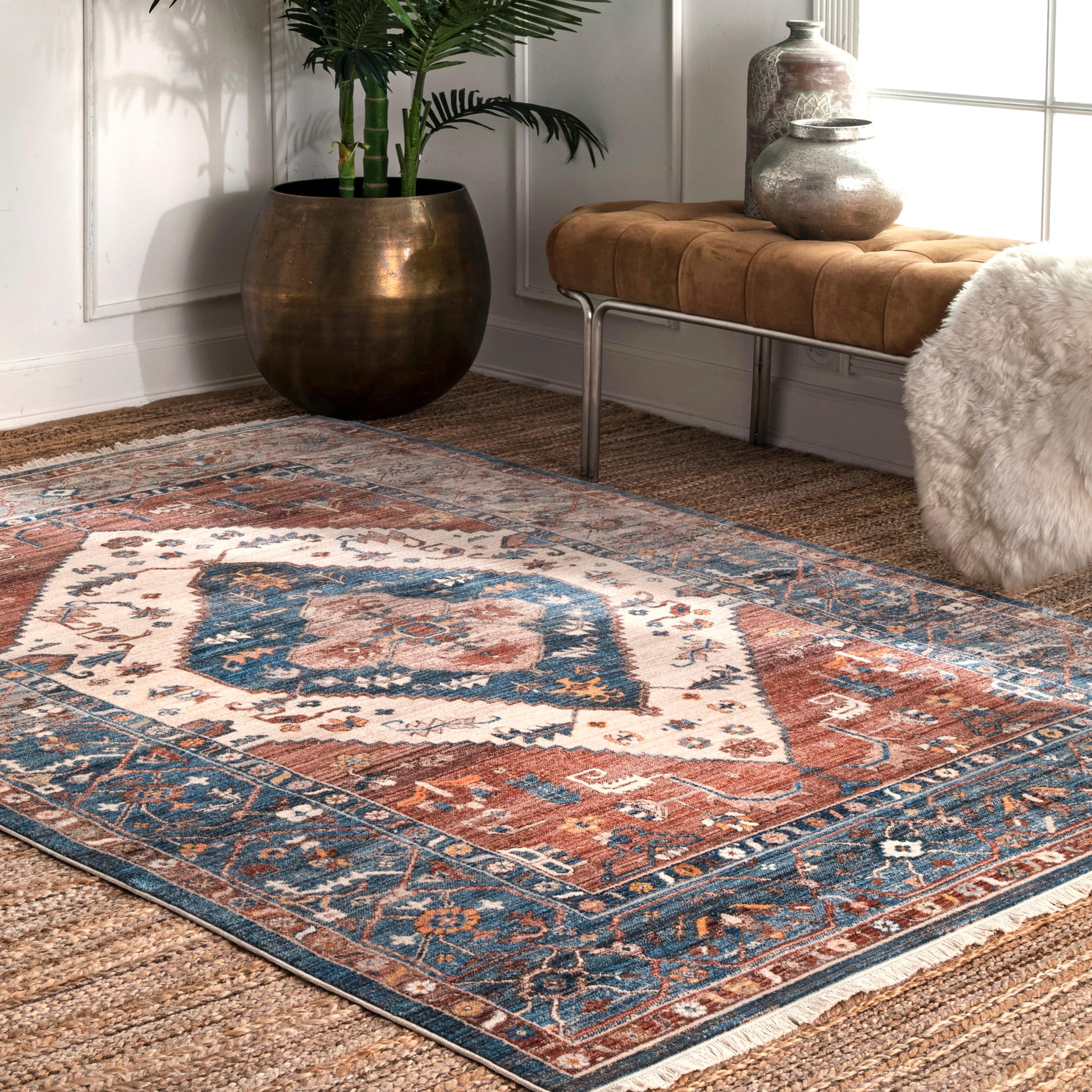nuLOOM KHMC32A-5079 5 X 8 (ft) Rust Indoor Distressed/Overdyed Vintage Area Rug