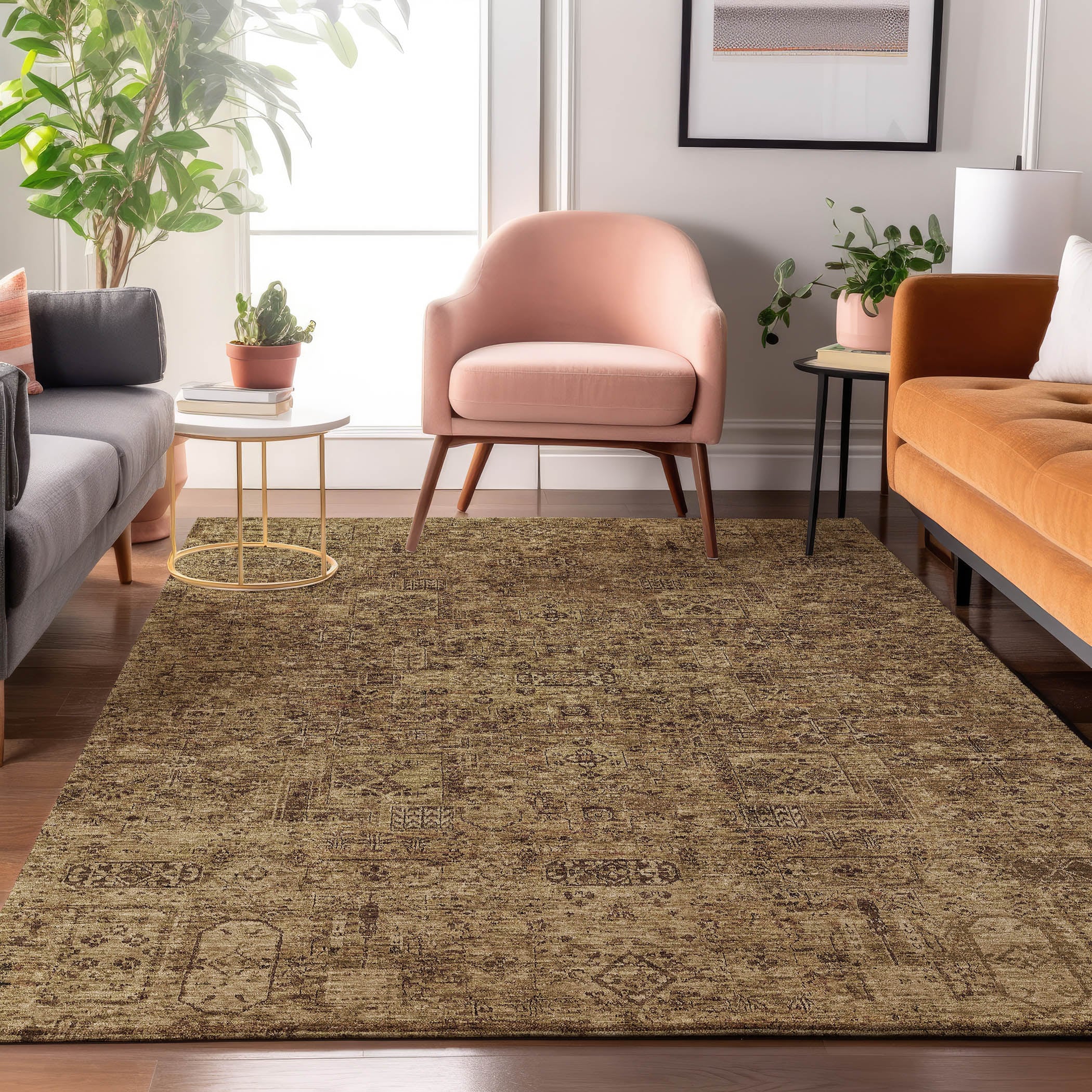 Addison Rugs AMF611MO5X8 Mayfield AMF611MO 5 x 7 (ft) Loomed Polyester Mocha Rectangular Indoor Geometric Machine washable Area rug