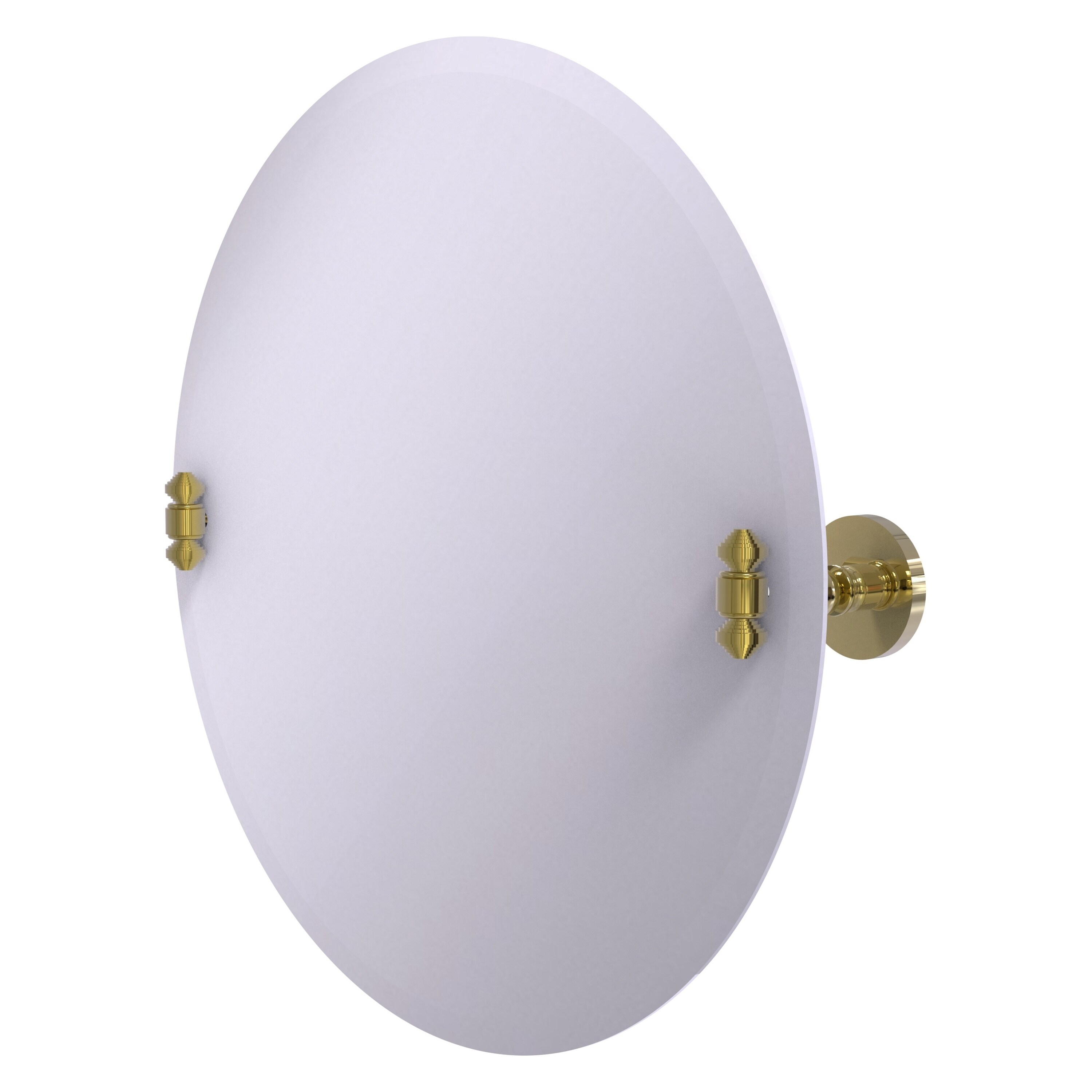 Allied Brass SB-90-UNL Southbeach 22-Inches x 22-Inches Beveled Frameless Round Tilting Bathroom Vanity Mirror ( Unlacquered Brass )