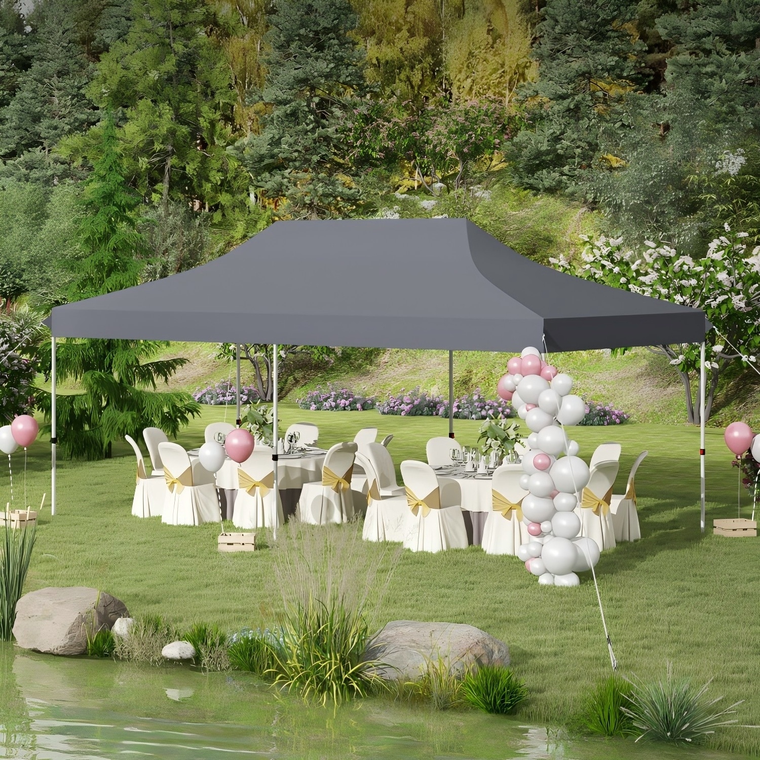 Forclover HBV-460GR 20 x 10 Rectangle Gray Pop-up canopy