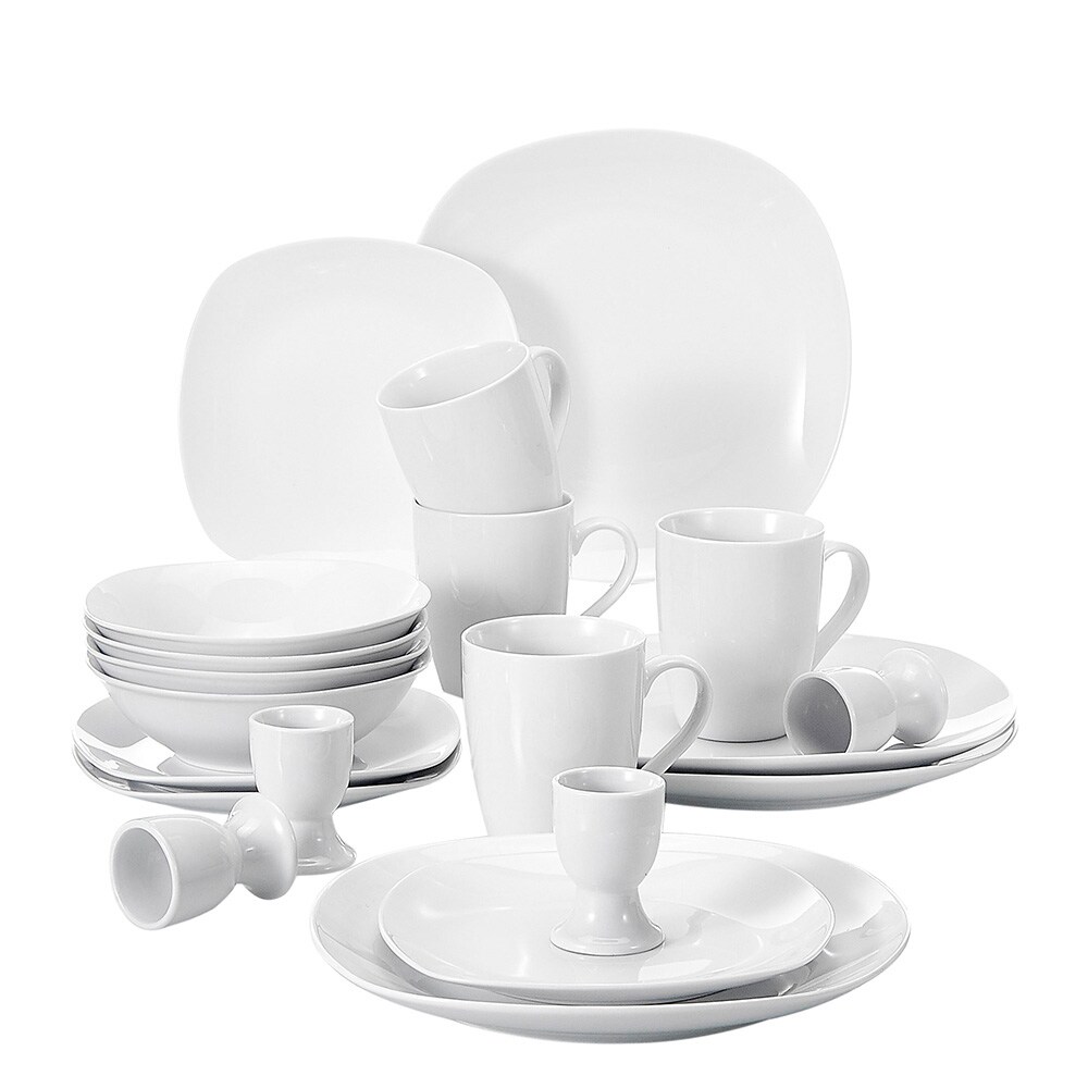 MALACASA Series Amelia 24-Piece White Dinnerware Set Porcelain