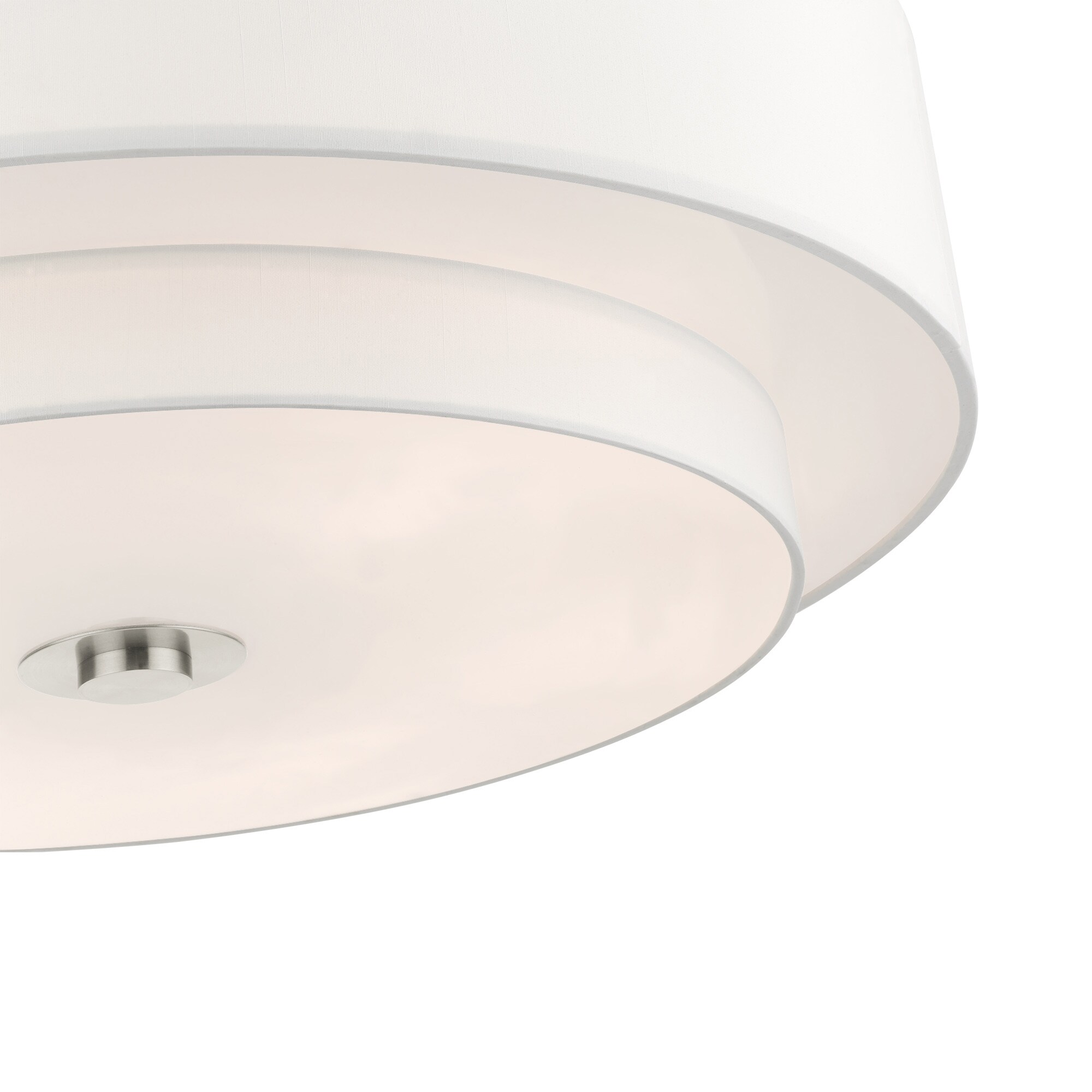 Modern Brushed Nickel 6-Light Drum Semi-Flush Mount with Glass Shade