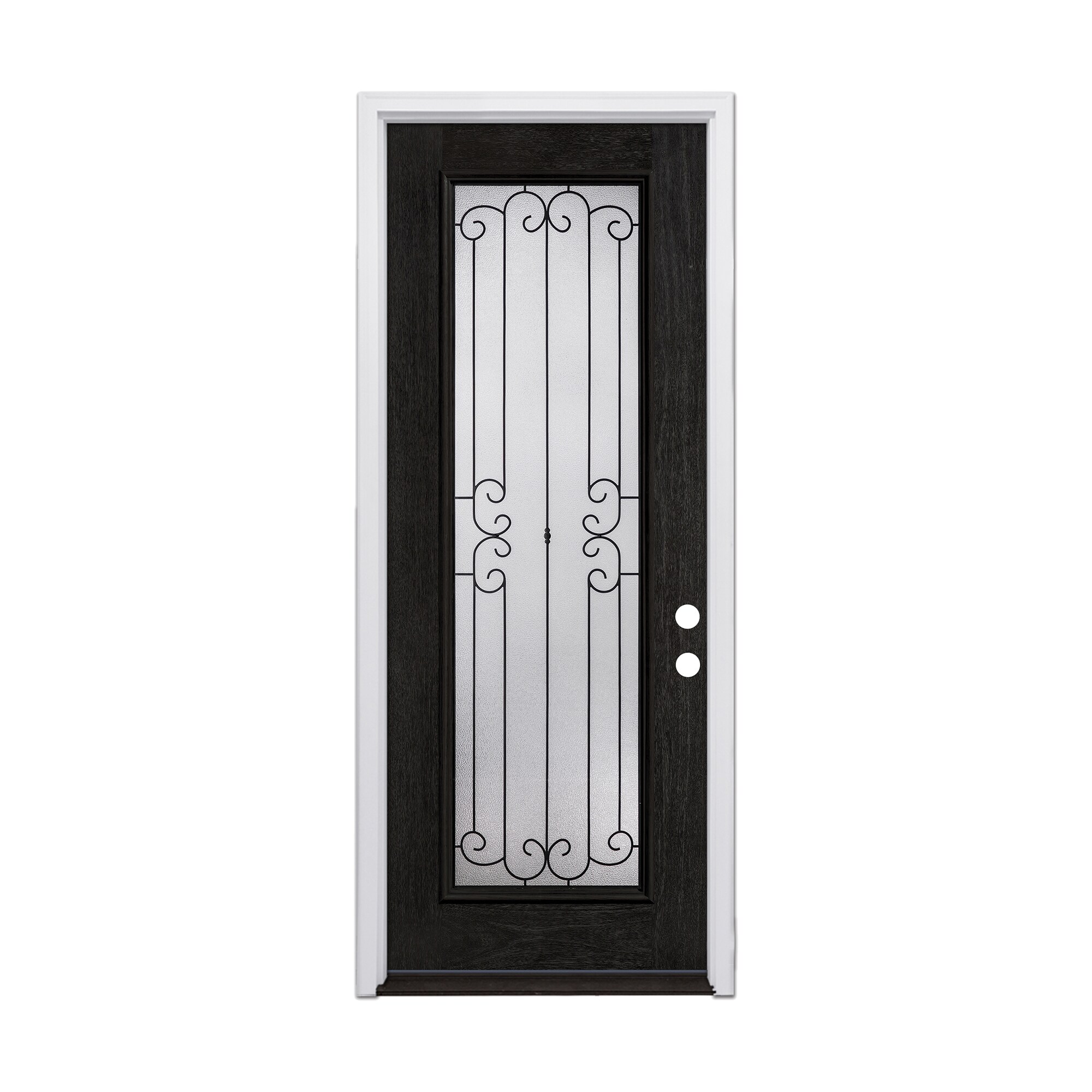 Therma-Tru TT672873 RISERVA 36-in x 96-in x 6-9/16-in Fiberglass Full lite Left-hand inswing RAVEN Stained Prehung Front Door with Brickmould Insulating core