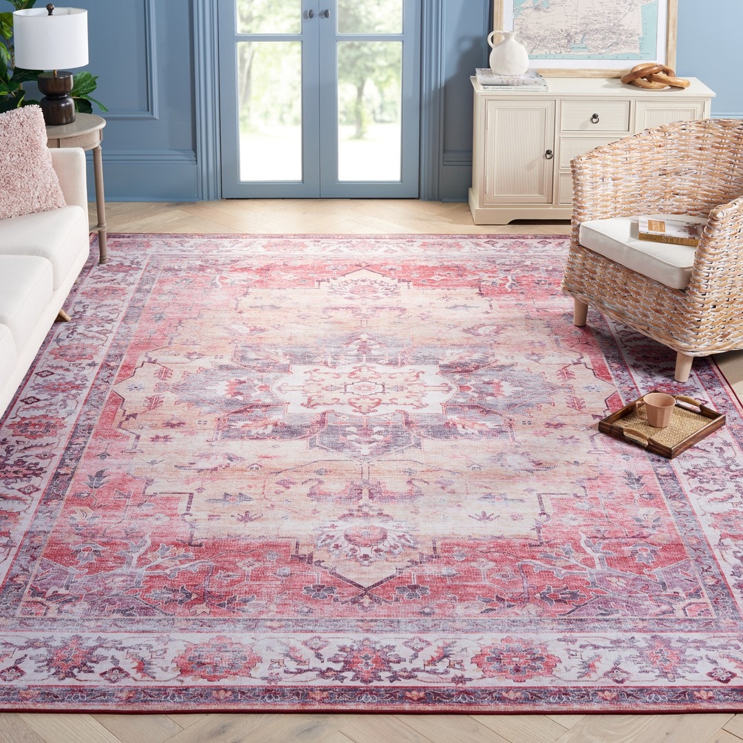 Tucson 163P Rust Beige Machine Washable/Slip Resistant 8ft x 10ft Traditional Rug