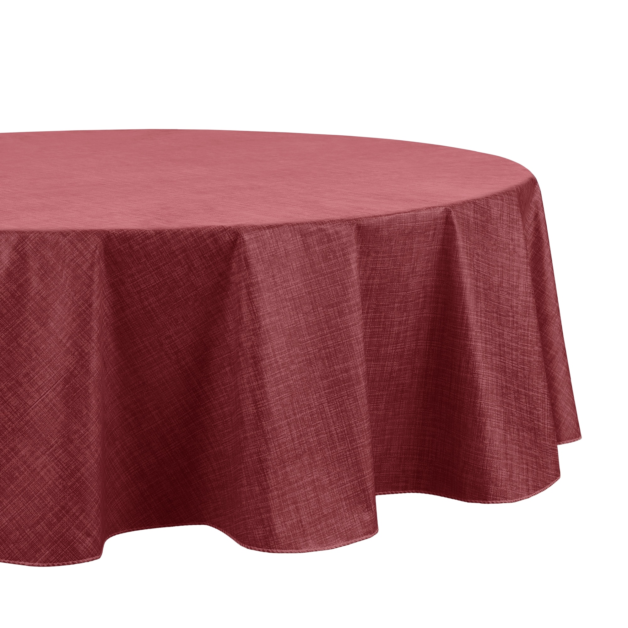 Elrene Home Fashions 194590057619 Monterey Linen Texture Vinyl 60"x84" Oval Indoor/Outdoor Brick Table Cover for 6-ft rectangle