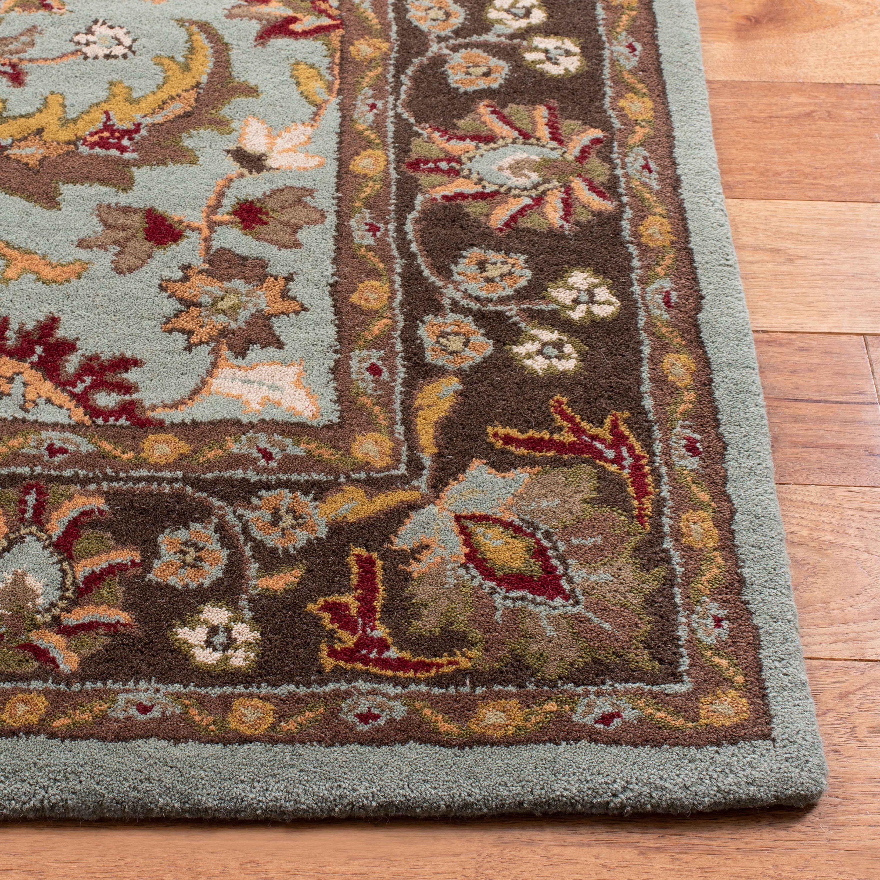 Blue and Brown Handmade Wool Runner Rug, 2'3" x 8'