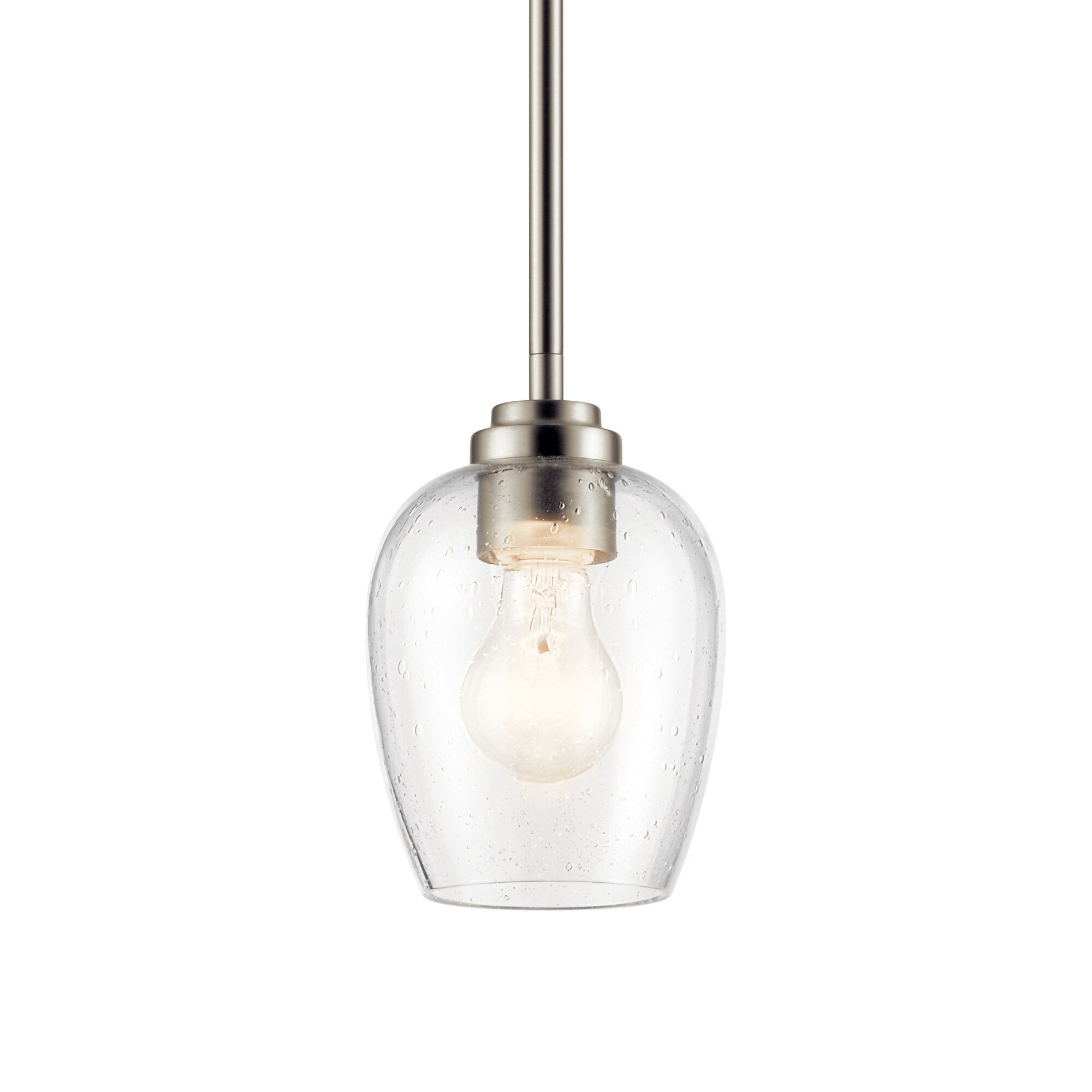 Valserrano Brushed Nickel Mini Pendant with Seeded Glass Shade