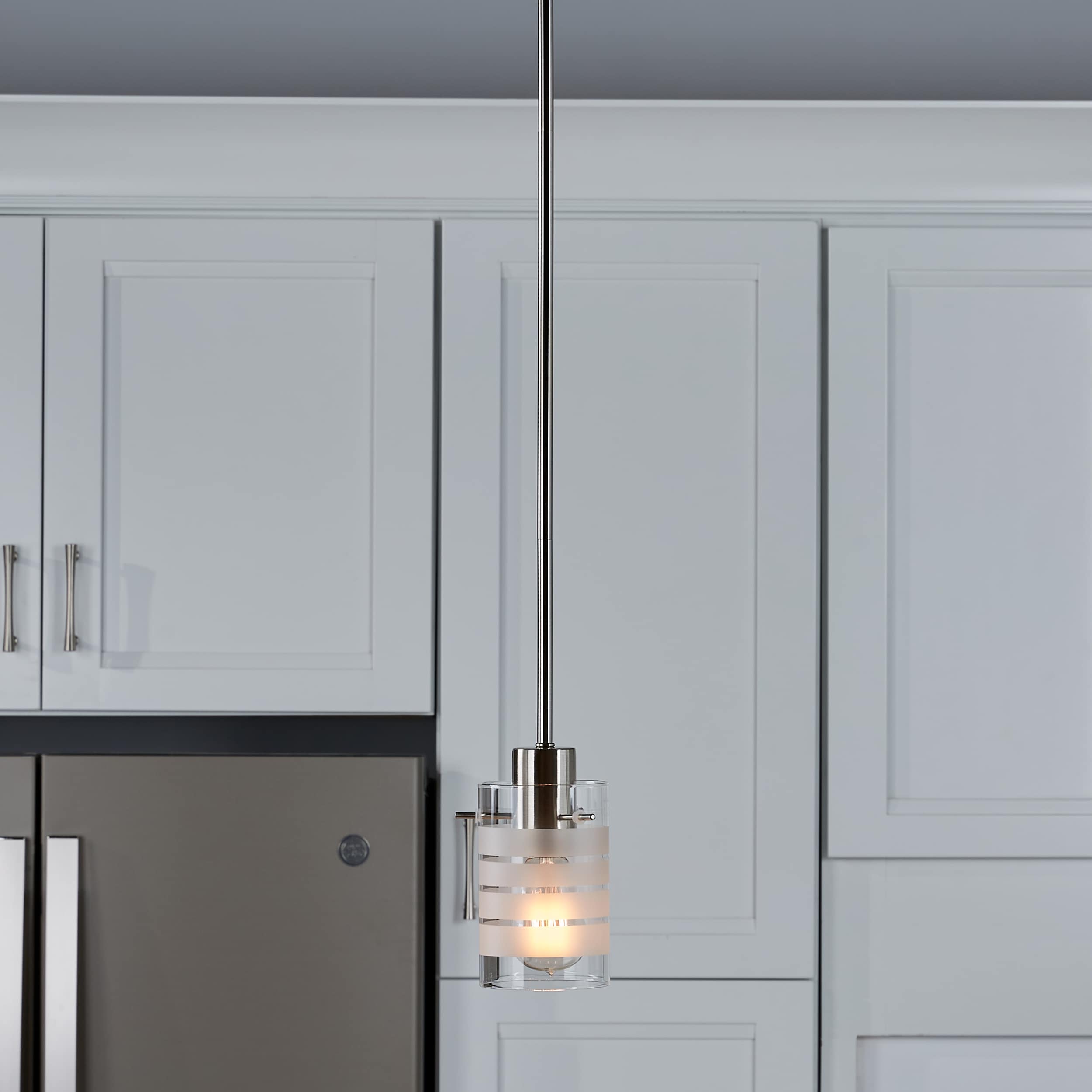 Fairview Brushed Nickel Mini Pendant with Clear and Etched Glass Shade