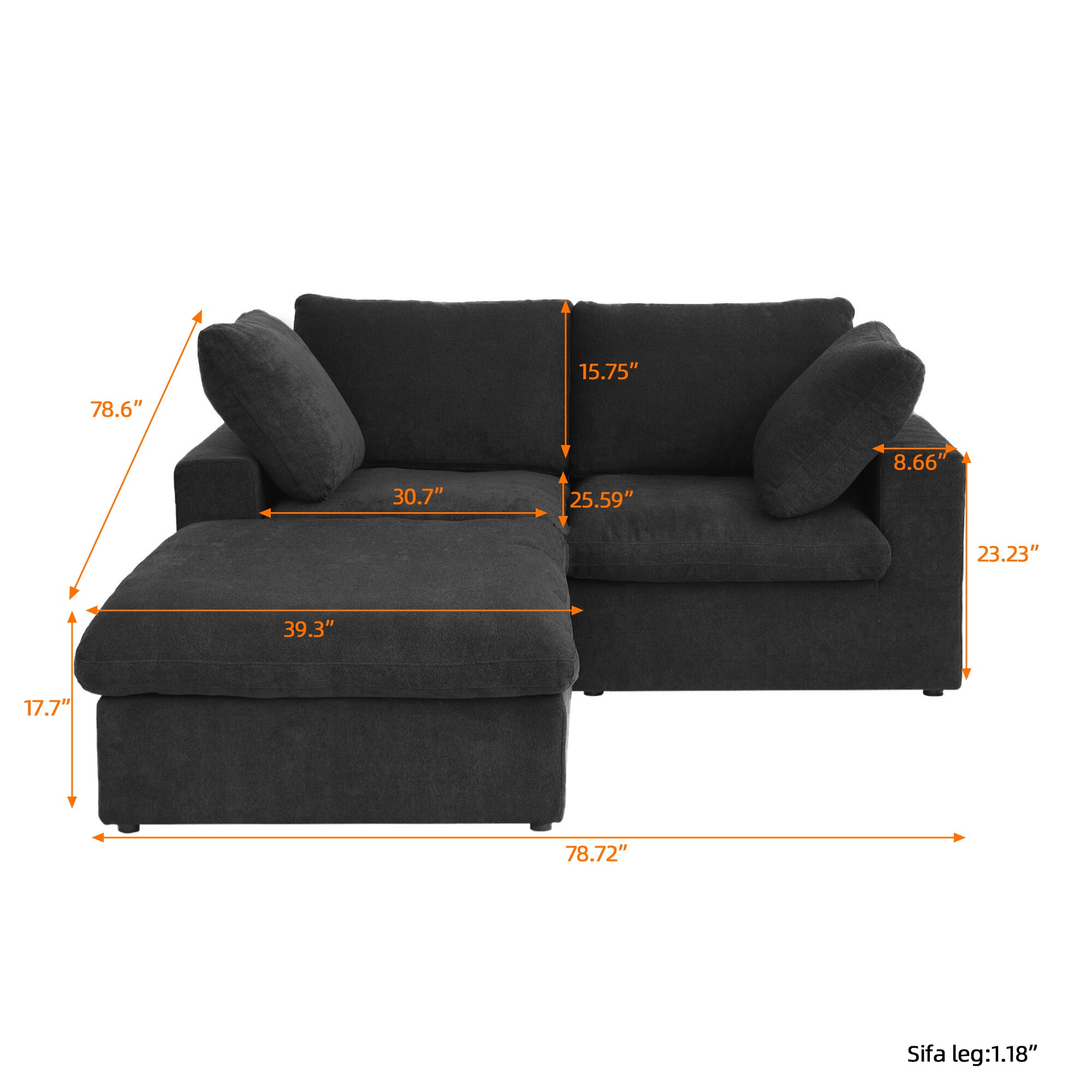 BuotiqHom DH-S2+1-121BK Sofas-Loveseats - View #2