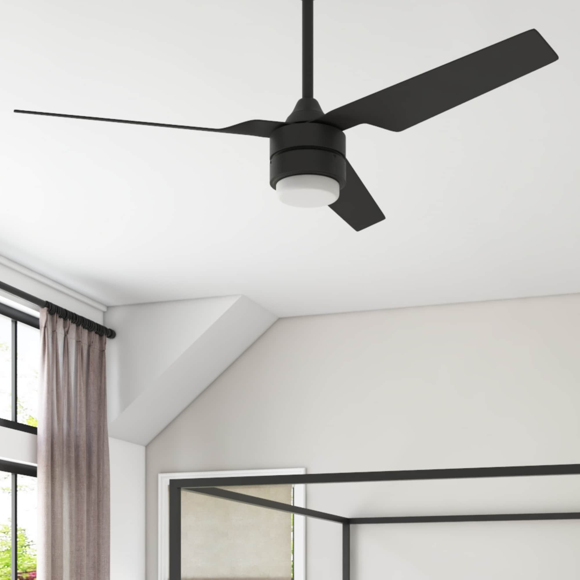 Zane 52-in Matte black Color-changing Indoor/Outdoor Ceiling Fan with Light and Remote (3-Blade) | - Harbor Breeze 42995