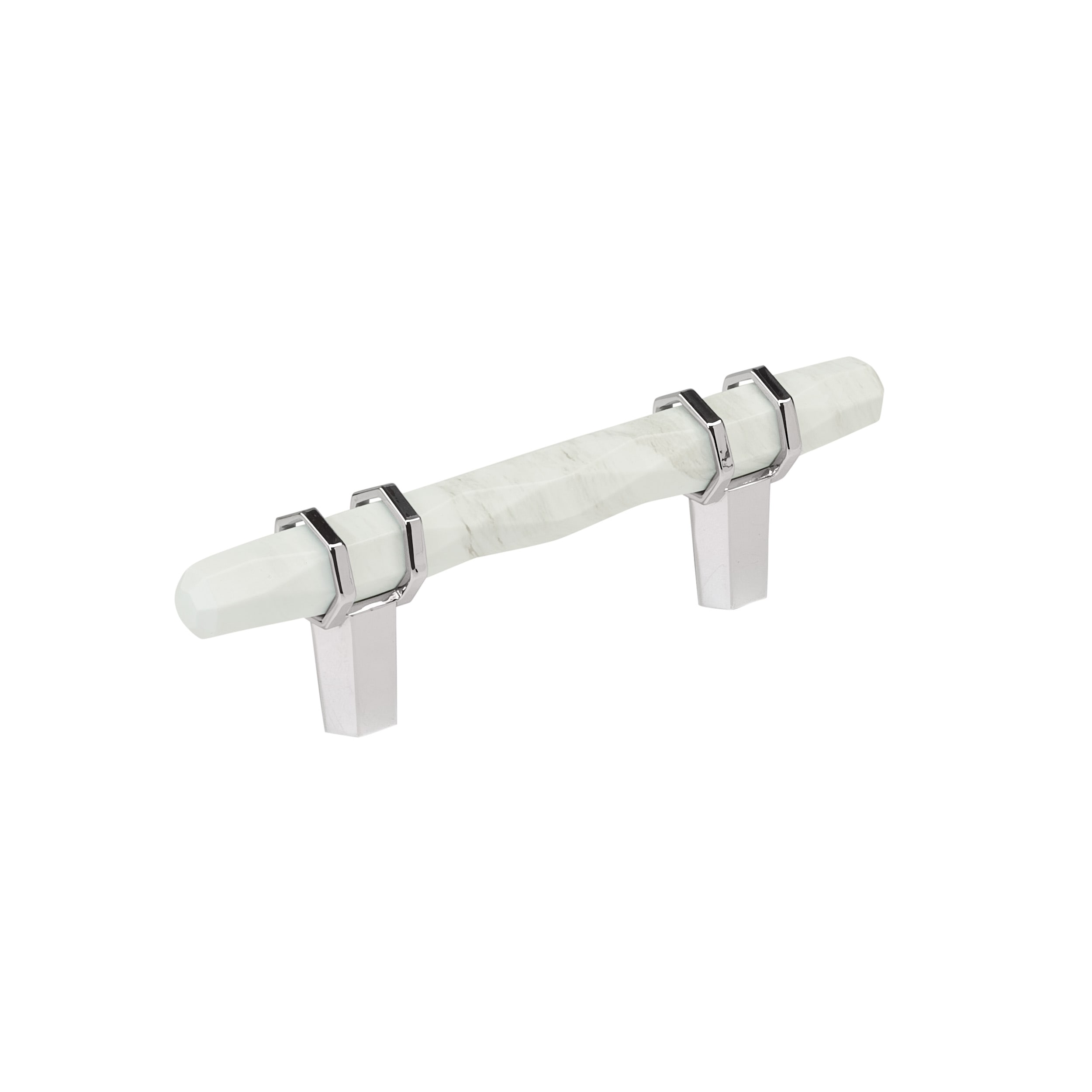 Amerock BP36639MW26 Carrione 3-in , 76mm Center to Center Marble White/Polished Chrome Cylindrical Bar