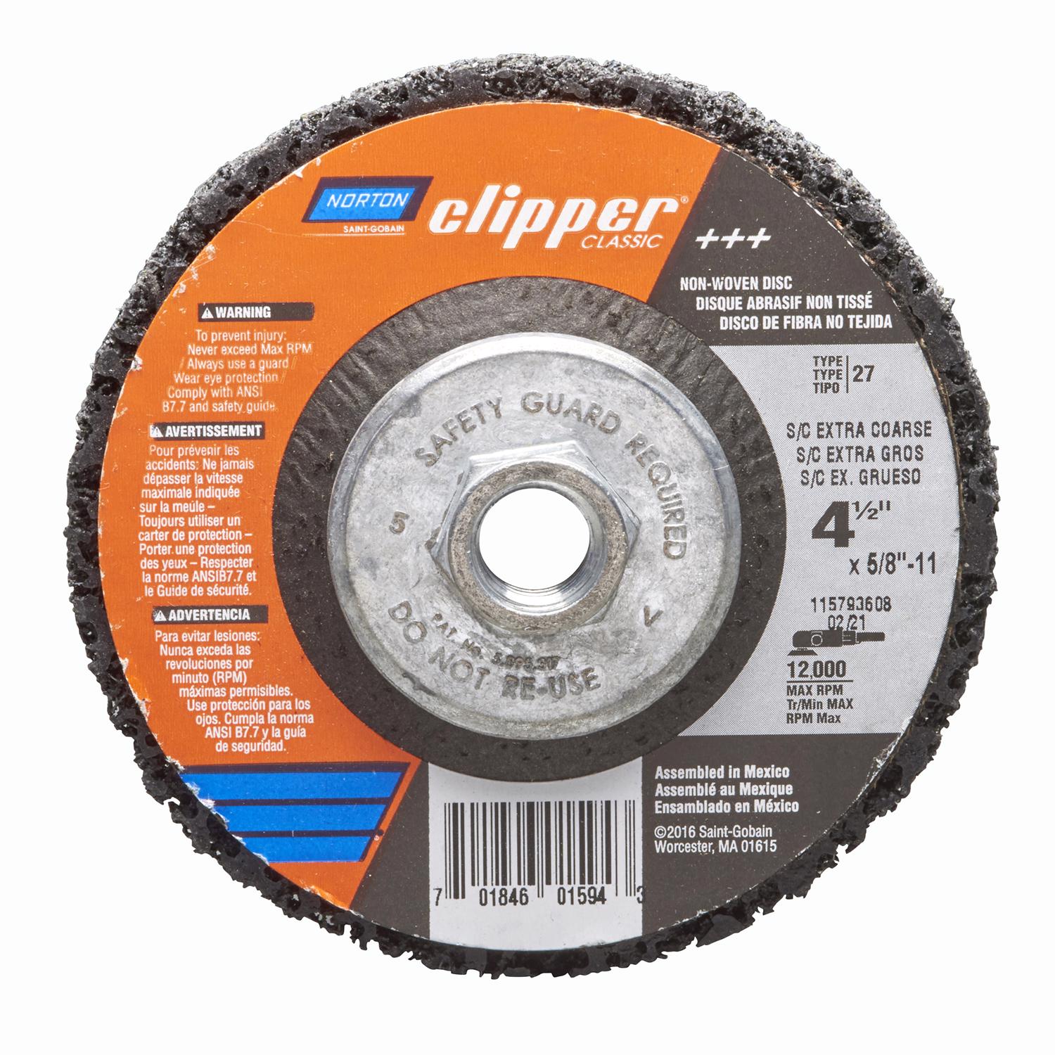 Norton  Rapid Strip 4 1/2 in. D X 5/8 11 in. Silicon Carbide Clipper Classic Disc 1 each
