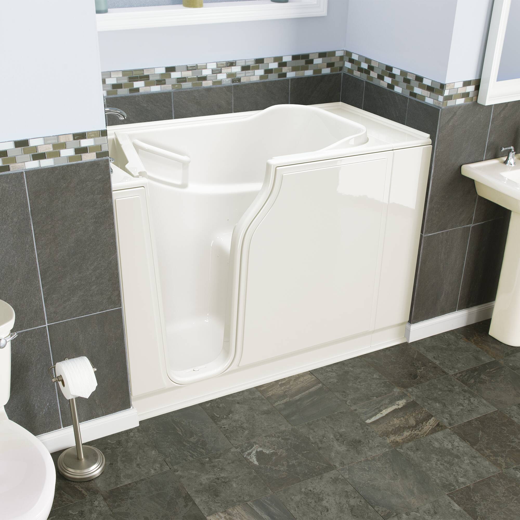Safety Tubs SSA5230LA-BC 29.75-Inches x 51.5-Inches Biscuit Fiberglass Rectangular Walk-in Air bath with Faucet Hand Shower Drain ( Left Drain )