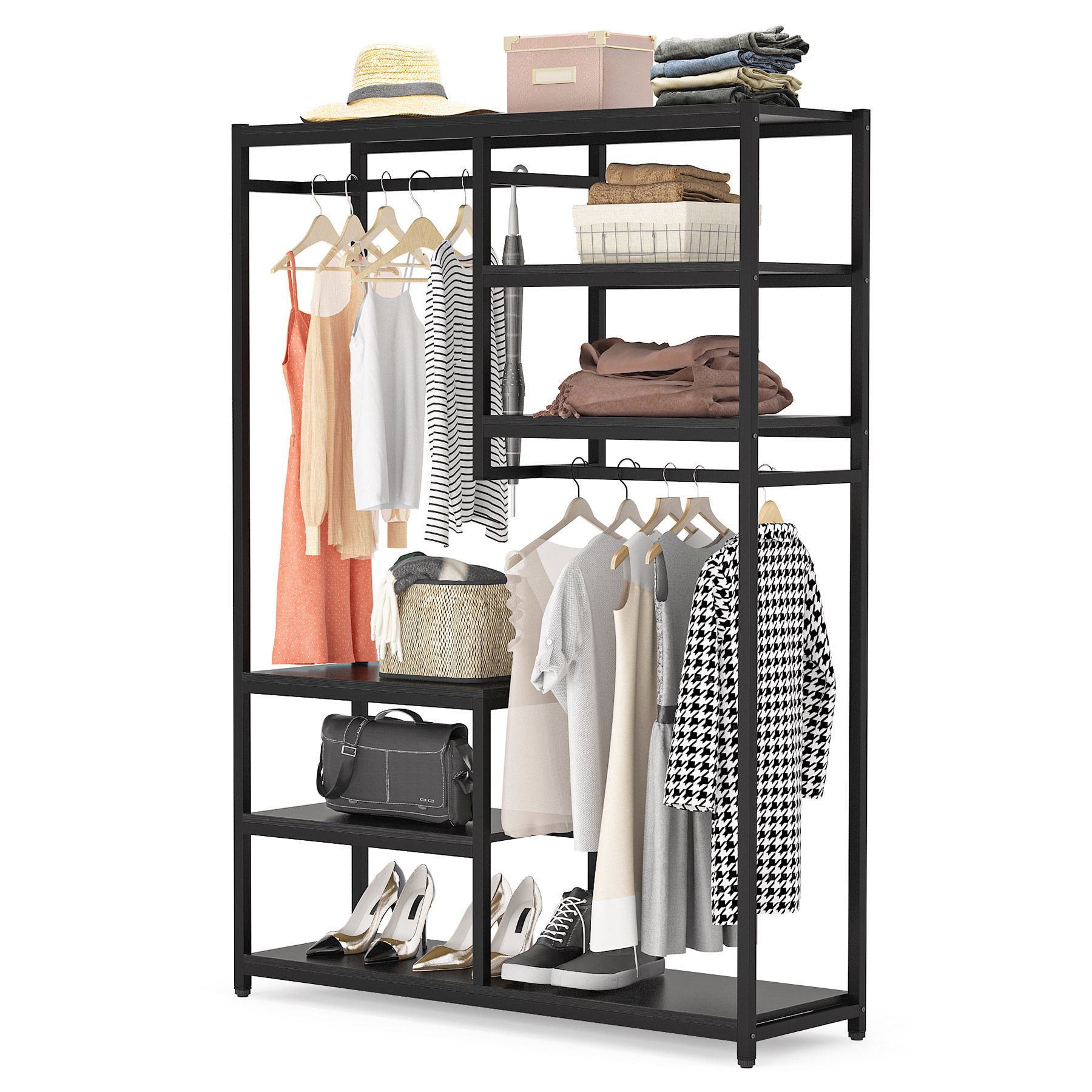 Tribesigns Hoga-F1470 1.31-ft to 1.31-ft W x 5.9-ft H Black Solid Shelving  Wood Closet System in the Wood Closet Kits department at