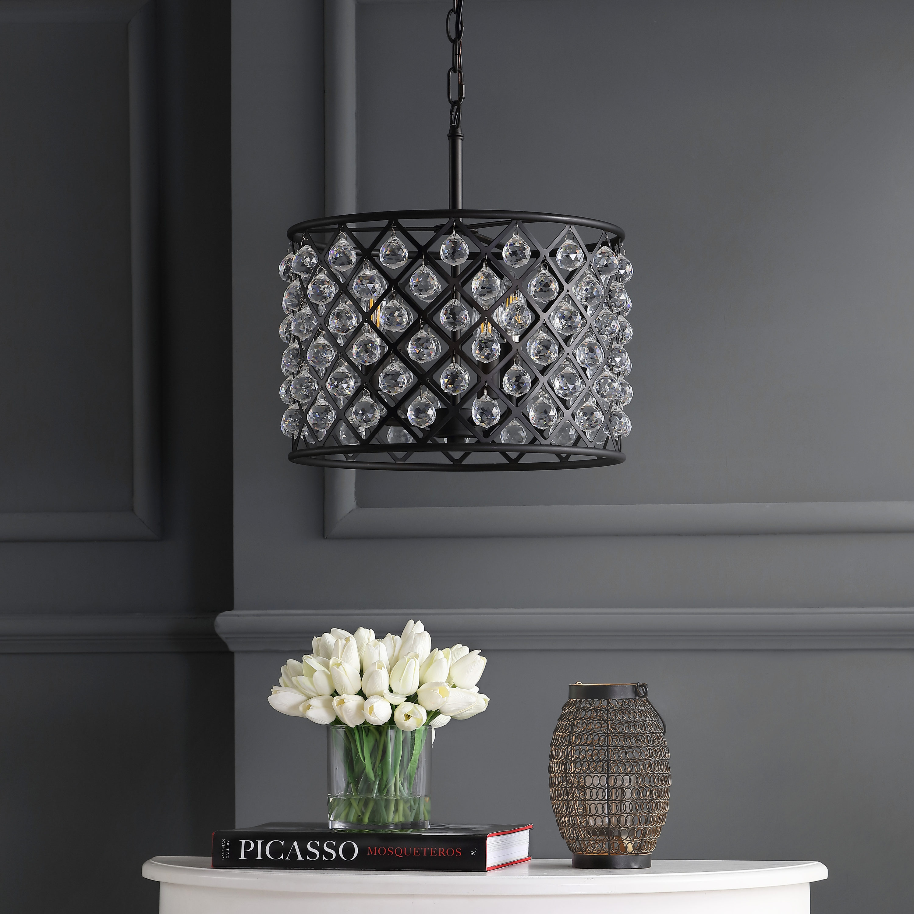Gabrielle 16" Oil-Rubbed Bronze Crystal LED Drum Pendant