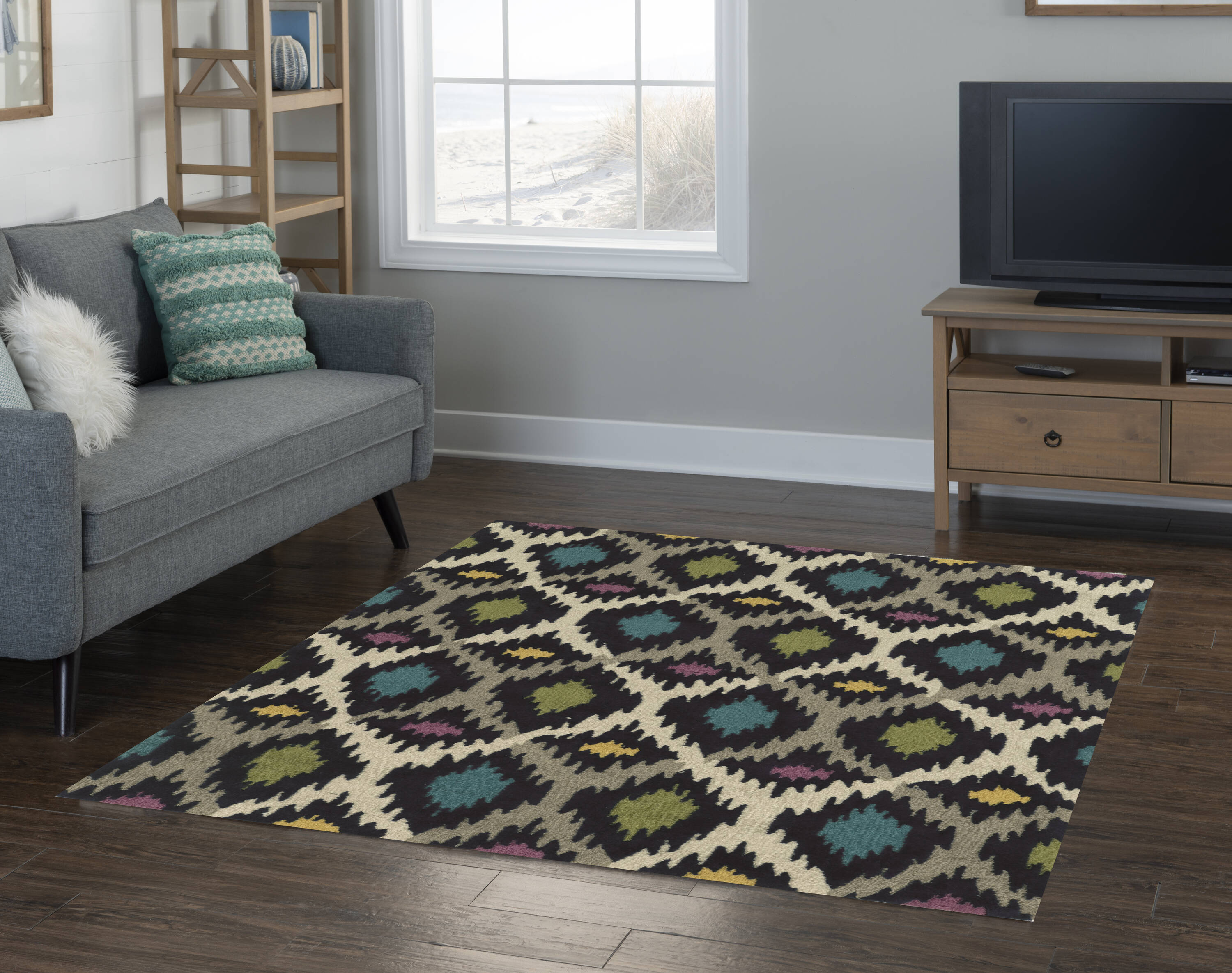Linon RUG-TAF0357 Trio 5 X 7 (ft) Grey Indoor Geometric Bohemian/Eclectic Area Rug