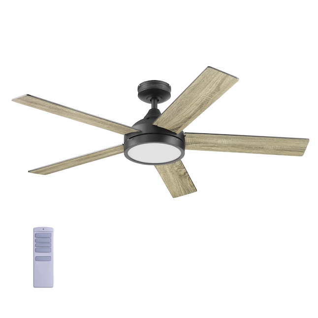 Harbor Breeze Camden 52 In Matte Black Indoor Ceiling Fan With Light Remote 5 Blade The Fans Department At Com - How To Sync Ceiling Fan Remote Harbor Breeze