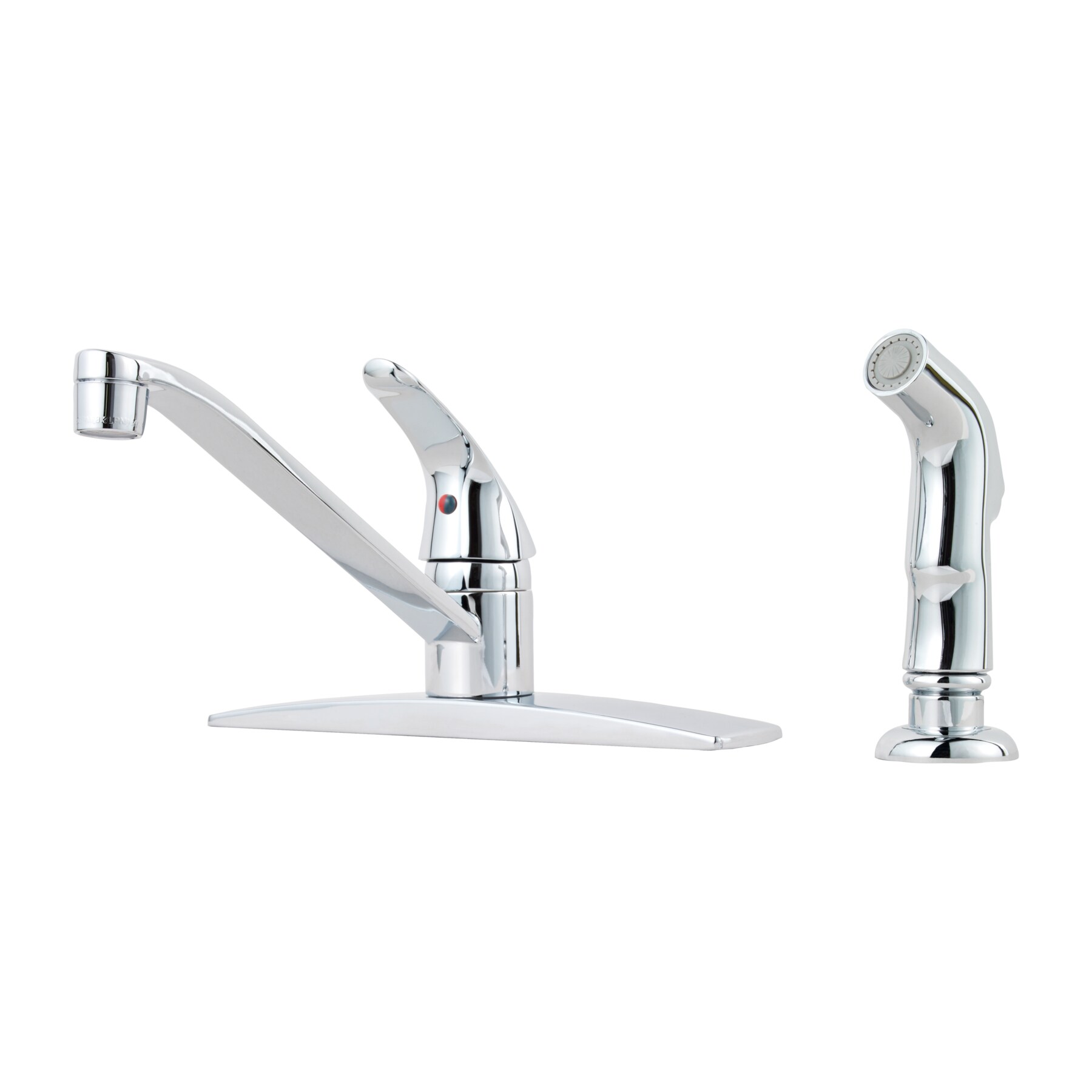 Pfister Pfirst Polished Chrome 1-Handle Deck-Mount Low-Arc Handle Kitchen Faucet (Deck Plate Included)