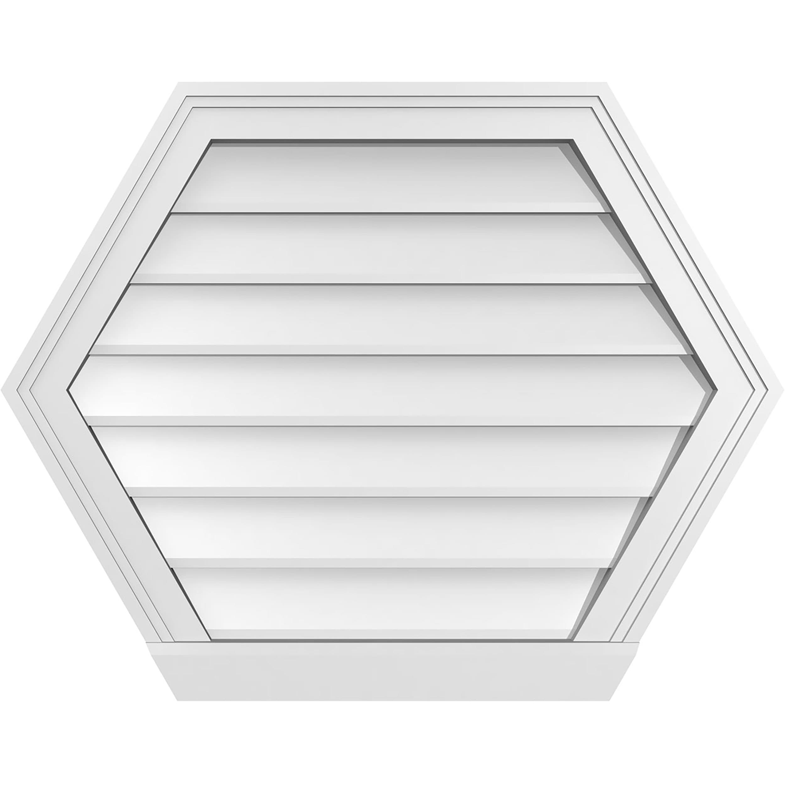 Ekena Millwork GVPHP28X2203SN 28-Inches x 22-Inches Off-white Peaked PVC Gable Louver Vent