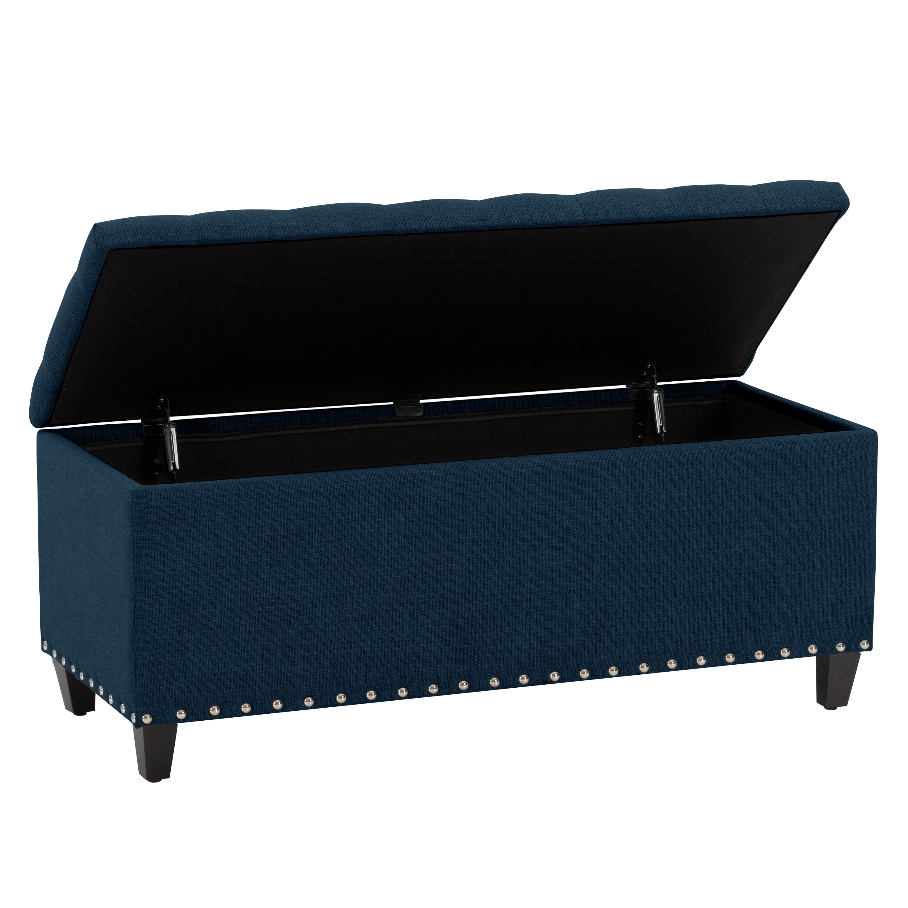 CorLiving Boston Casual Navy Blue Storage Ottoman in the Ottomans ...