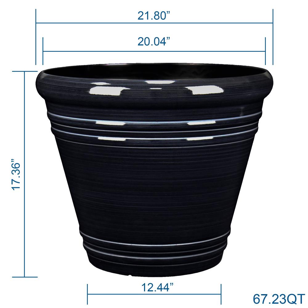 Style Selections 20.04-in W x 17.36-in H Navy Blue Resin Planter with ...