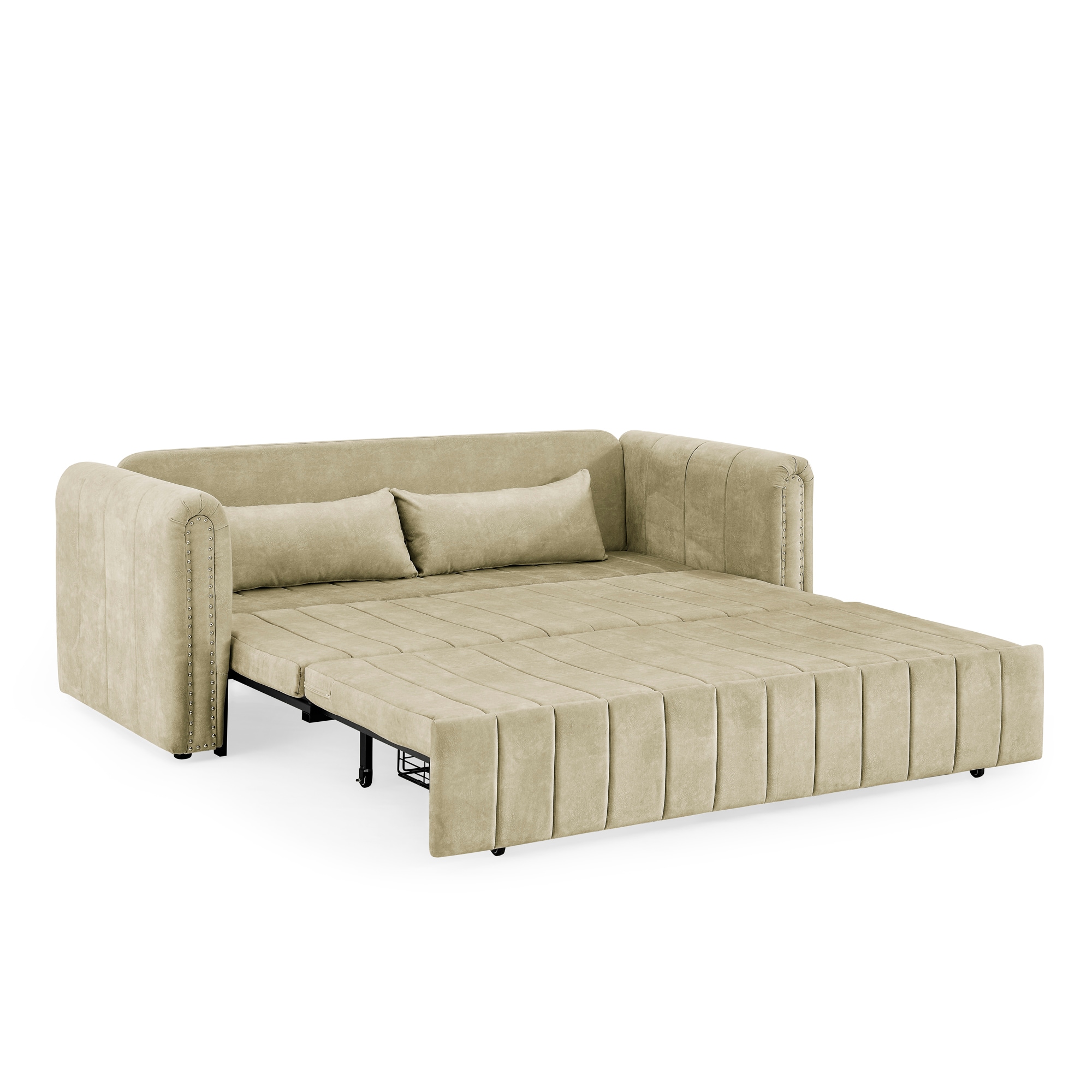SINOFURN SYA370012GY 82.3-Inches Modern Beige Velvet 3 -seater Reclining Sleeper