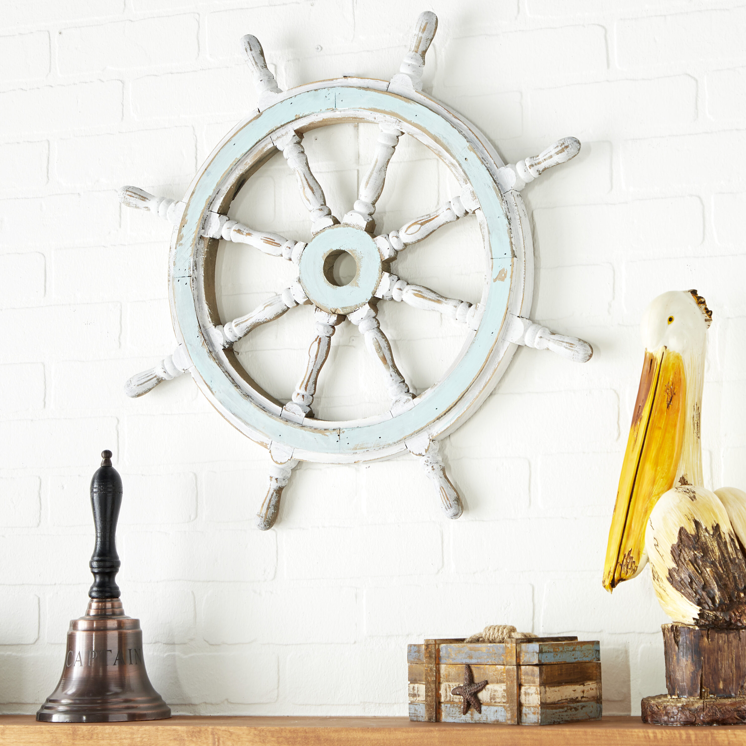 12 Wood Ship Wheel ~ Nautical Themed Wall Decor ~ Small Wooden Captain  Helm