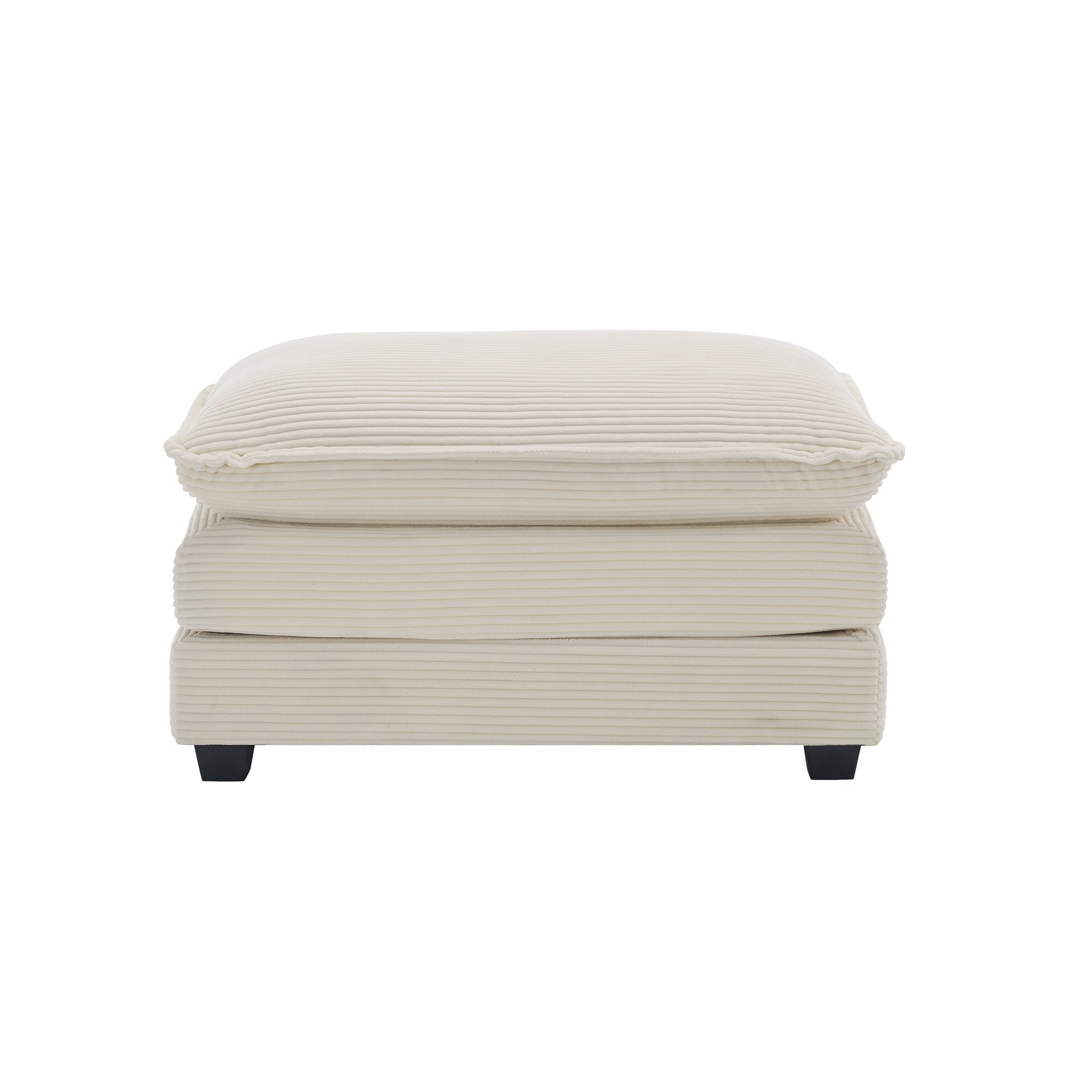LOVMOR - Ottoman Footstool in Corduroy Fabric Beige Corduroy Fabric