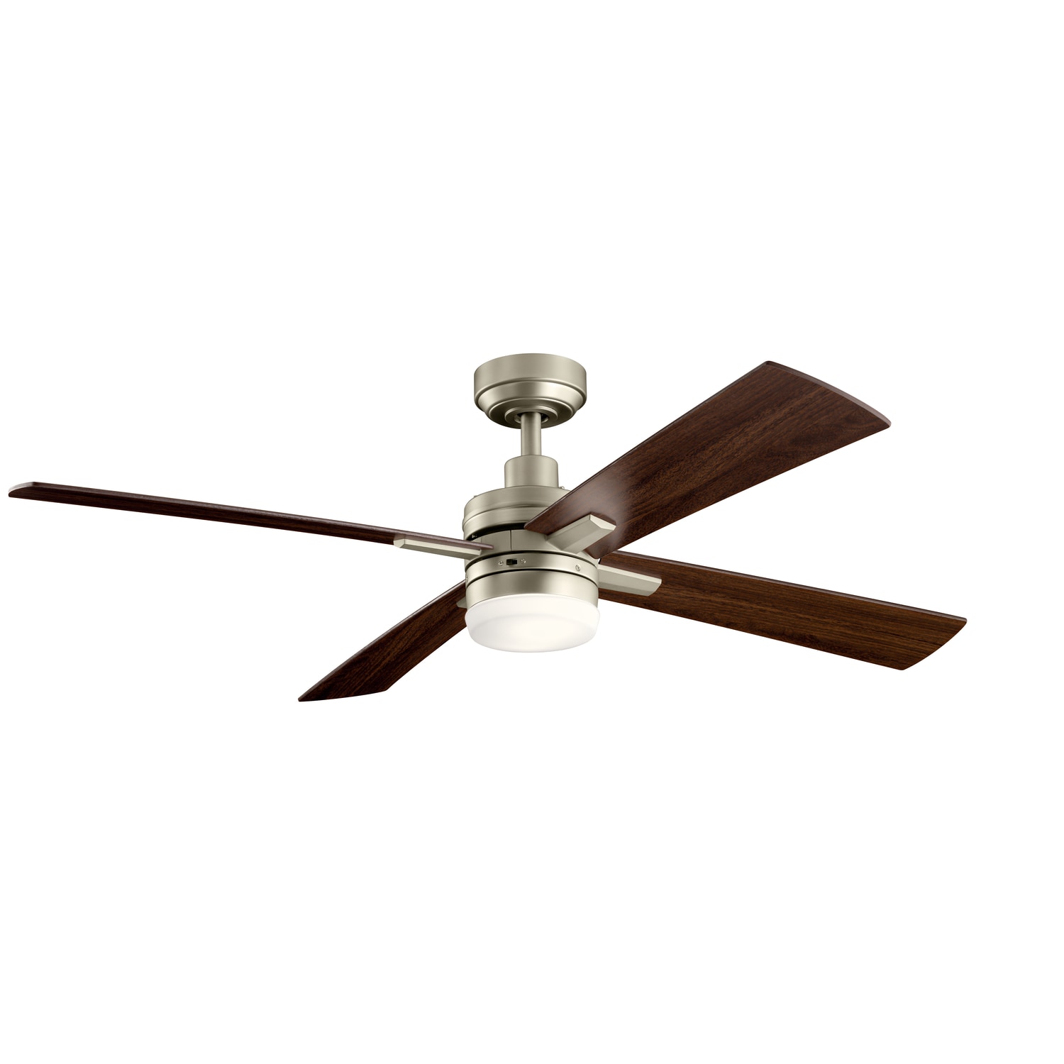 Kichler Lija 52-in Brushed Nickel with Walnut/Silver Blades Integrated ...