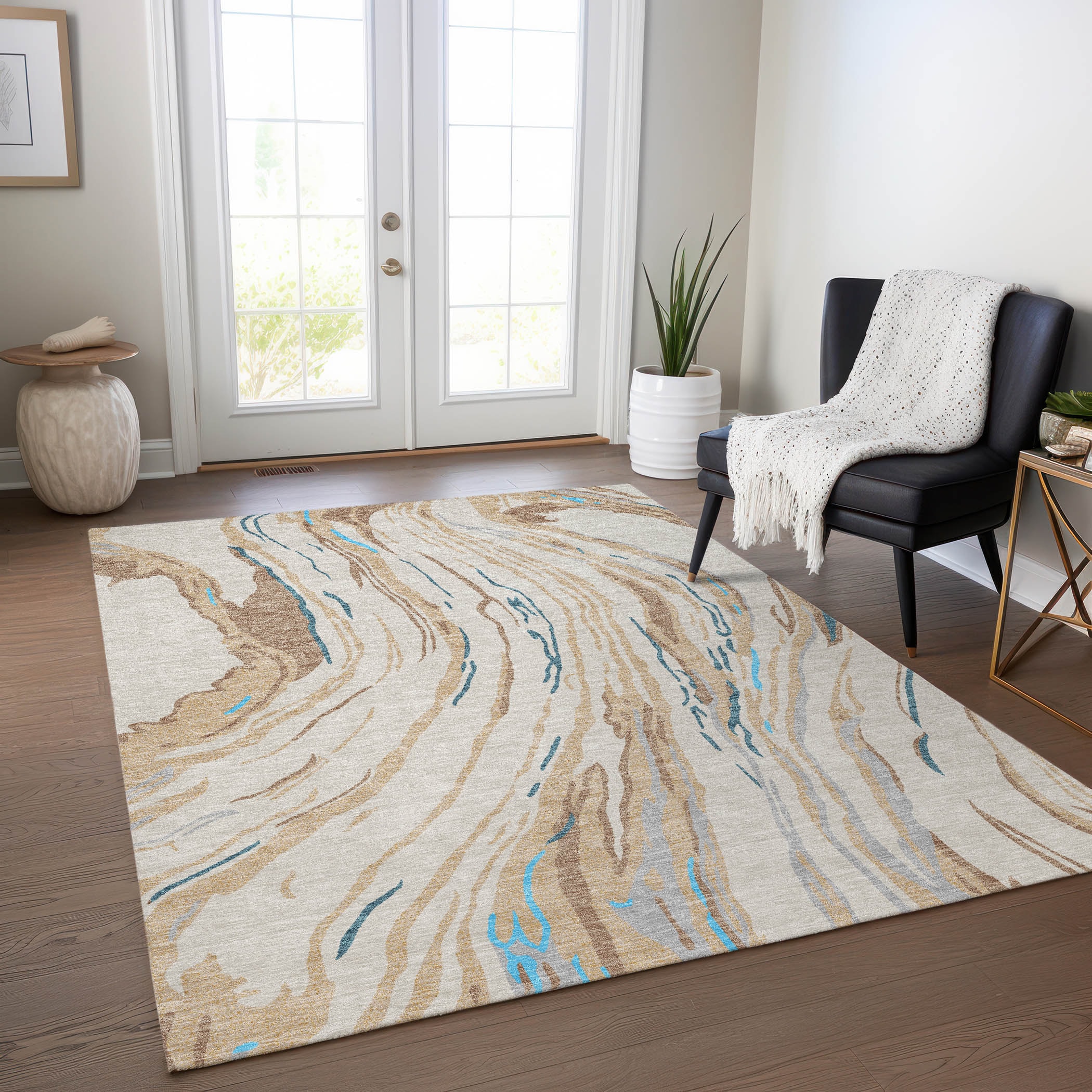 Addison Rugs ACN1037BG30X46 Chantille ACN1037BG 2 x 3 (ft) Polyester Beige Rectangular Indoor/Outdoor Geometric Machine washable Area rug