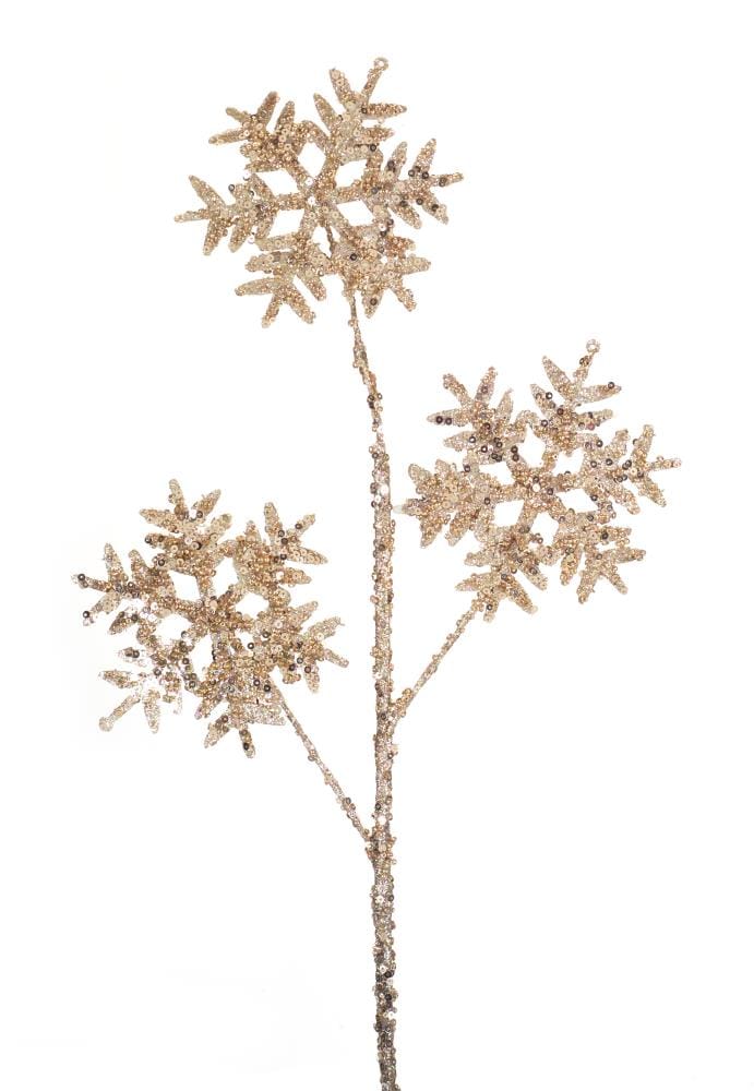 12-Pack Gold Snowflake Spray Christmas Tree Pick in the Christmas Picks ...