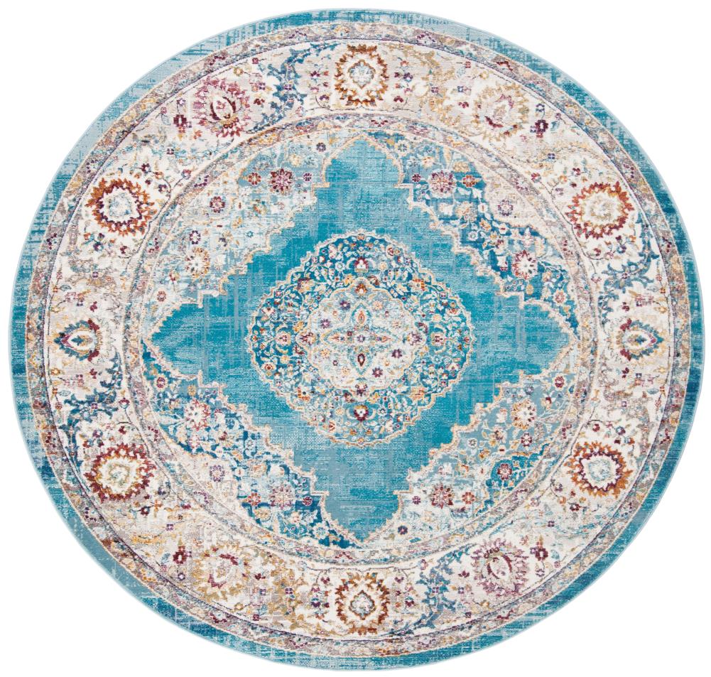Safavieh ARA116M-6R Aria Botich 6 x 6 (ft) Loomed Polypropylene Ivory/Navy Round Indoor Distressed/Overdyed Vintage Area rug