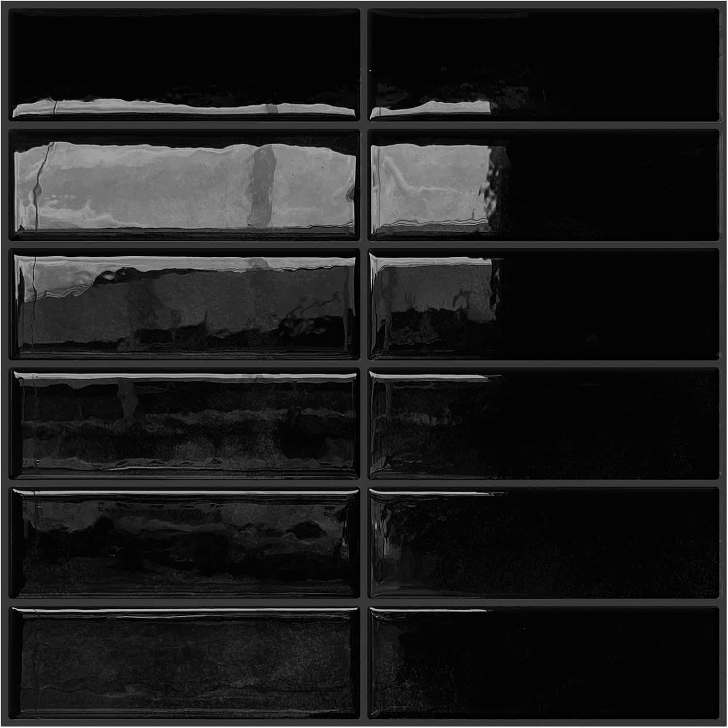 Dewoo Black Rectangle Peel and Stick Subway Backsplash Self Adhesive Wall Tile Stickers for Kitchen Bathroom Brick 10 Sheets 12 x 12 Inch #DEWOO-B0D5C9R84Z