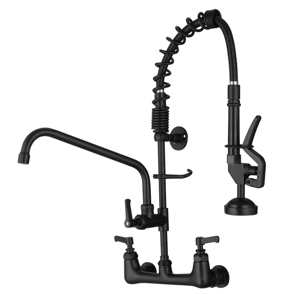 Matte Black Stainless Steel Wall-Mount Pull-Down Kitchen Faucet