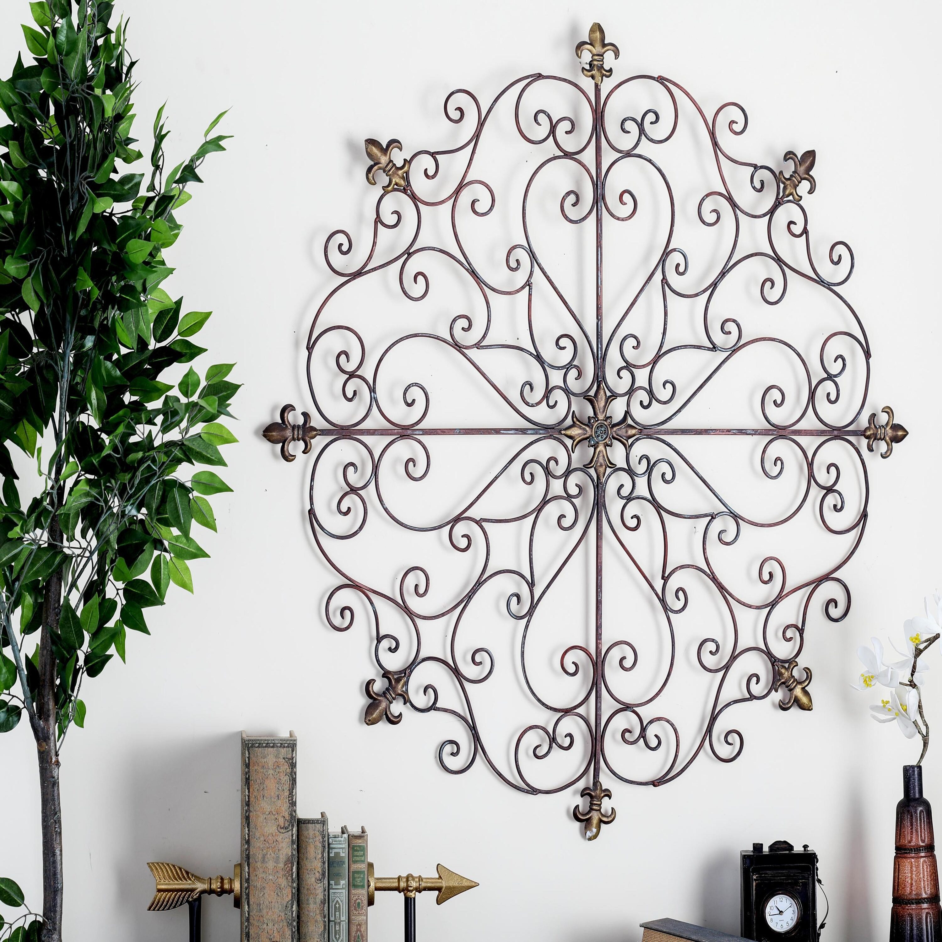 Grayson Lane 44567 42-Inches W x 42-Inches H Metal Fleur De Lis Floral Wall sculpture