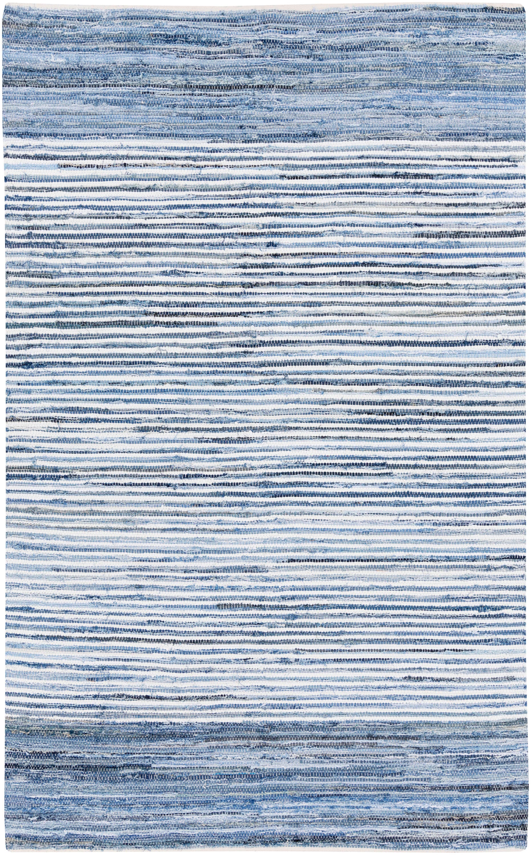 Handmade Reversible Blue Cotton Rectangular Area Rug 3'6" x 5'6"