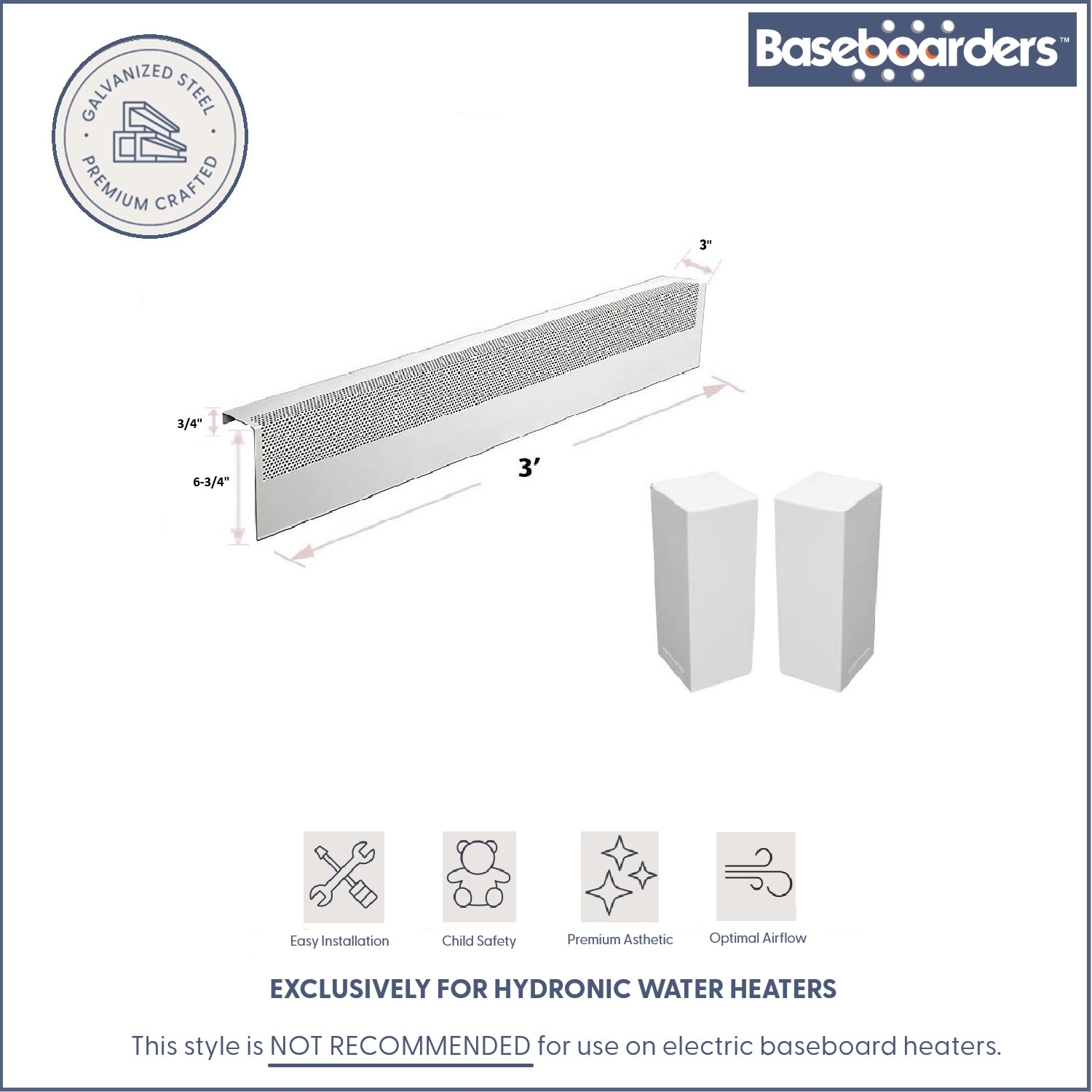 Baseboarders BC001-36-SET-WH Baseboard-Heater-Covers - View #3