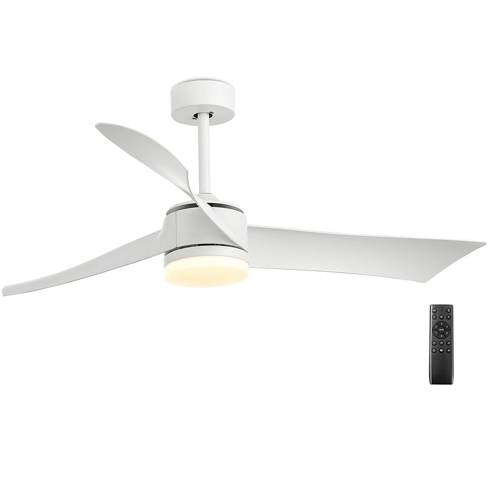 WELLFOR DFJ10186US-WH 52-in Color-Changing White with White Blades Ceiling Fan With Light - Remote Included ( 3 -Blade )