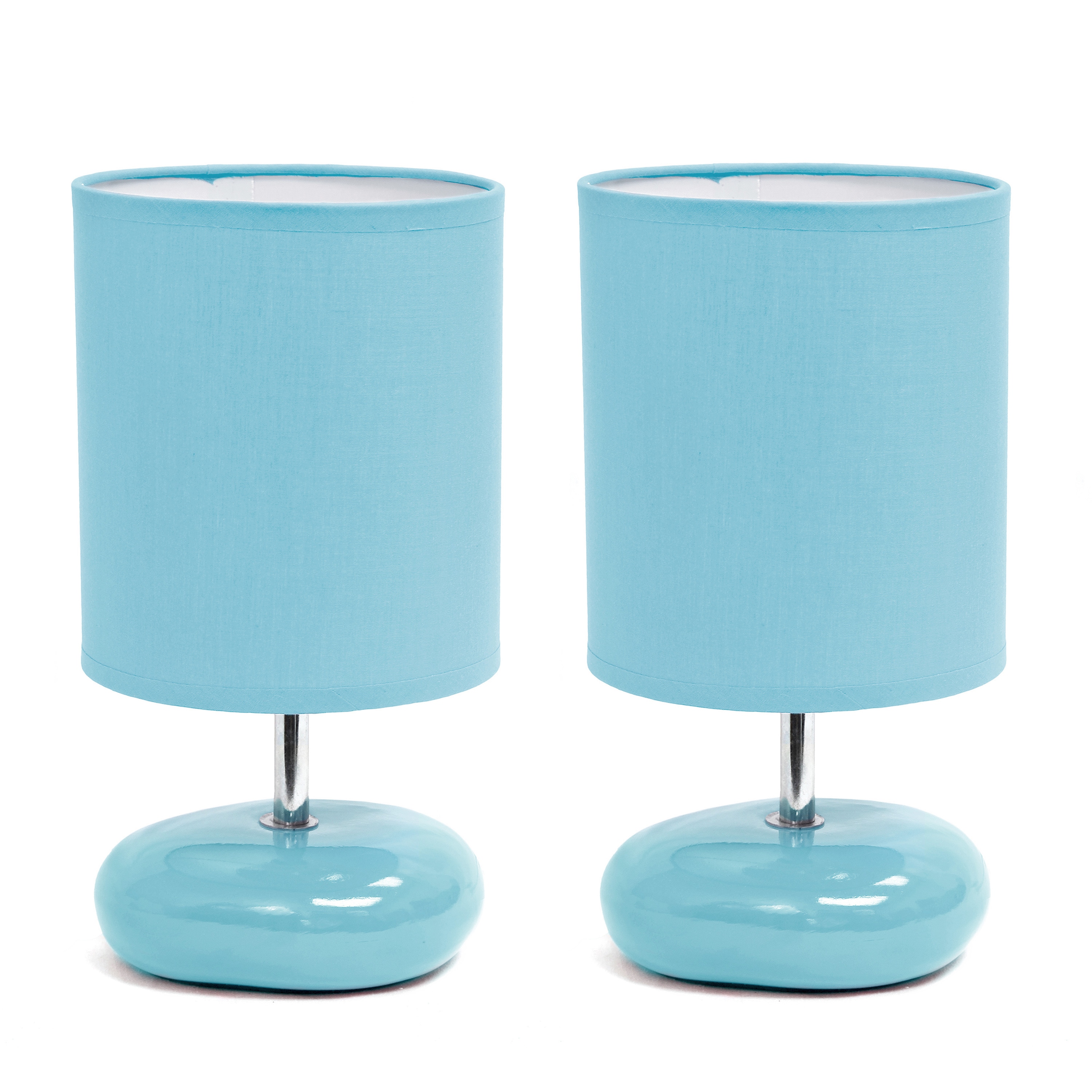 Creekwood Home CWT-2017-BL-2PK 10.24-in Blue LED Rotary socket Table Lamp with Fabric Shade 2 -Set
