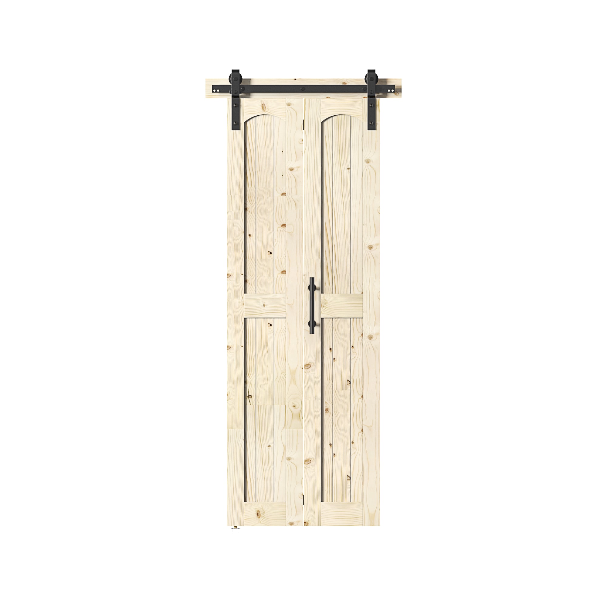Coast Sequoia Assembled Arch Top 30in./36in./48in. x 84in. Knotty Pine Wood Unfinished Bi-Fold Door With Hardware Kit #B36+2JAB15-IN